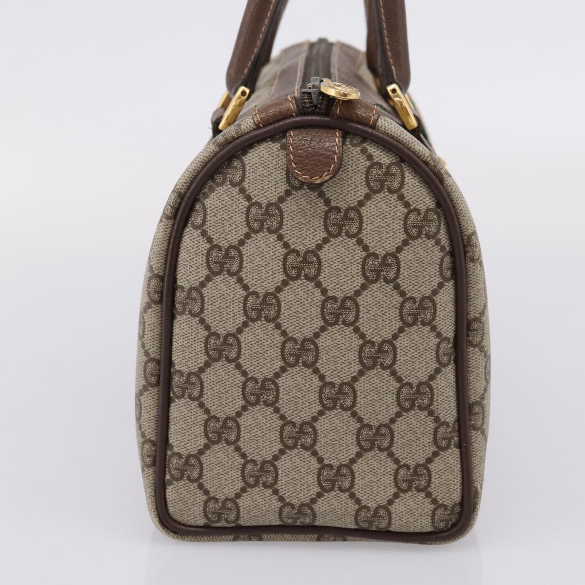GUCCI GG Supreme Web Sherry Line Boston Bag PVC Beige Gold 40 02 006 Auth ki6908