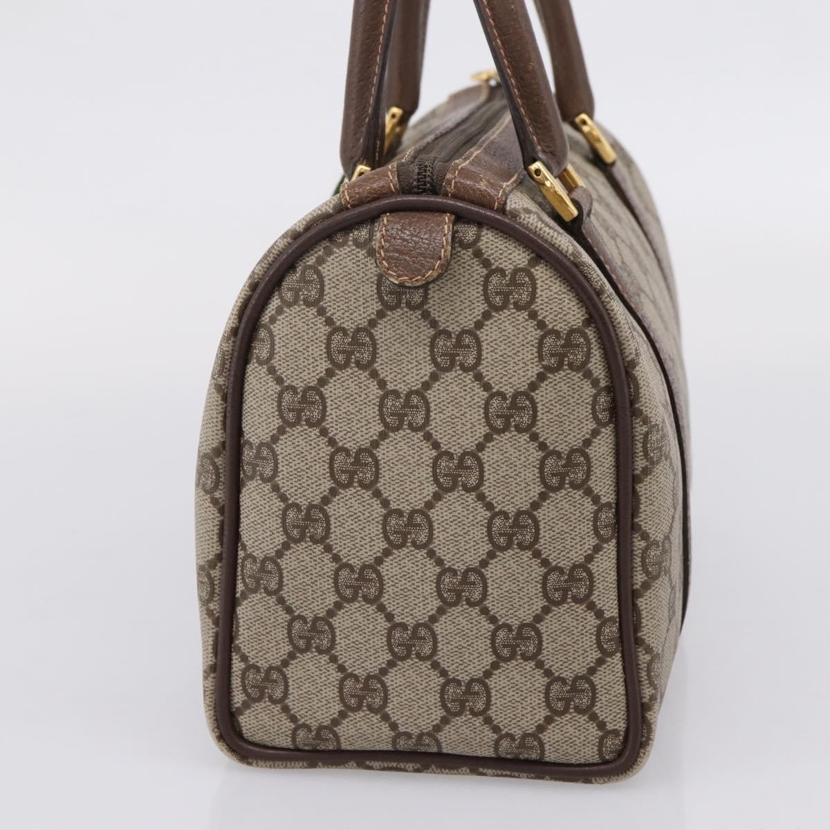 GUCCI GG Supreme Web Sherry Line Boston Bag PVC Beige Gold 40 02 006 Auth ki6908