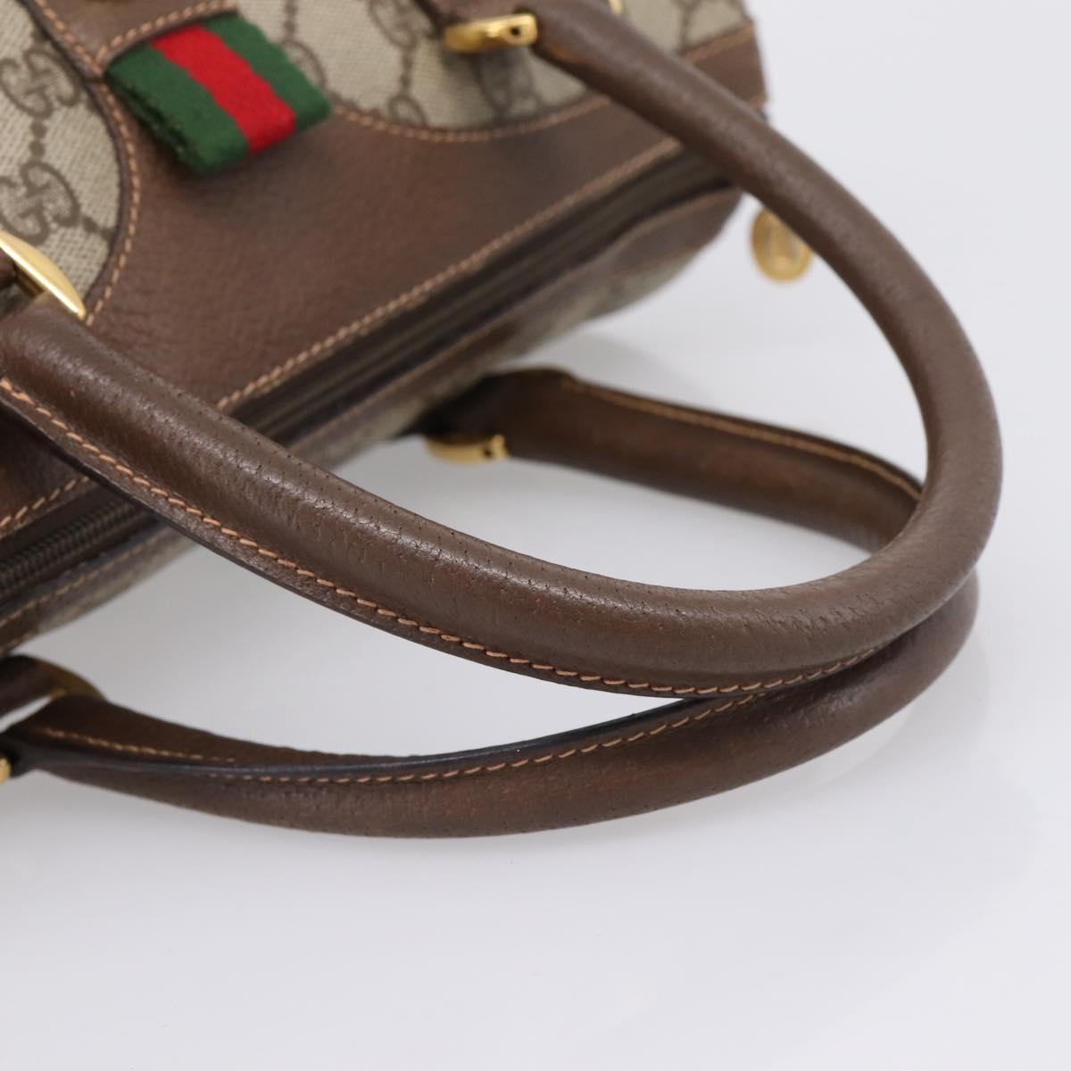GUCCI GG Supreme Web Sherry Line Boston Bag PVC Beige Gold 40 02 006 Auth ki6908