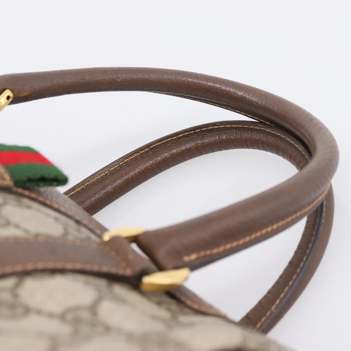GUCCI GG Supreme Web Sherry Line Boston Bag PVC Beige Gold 40 02 006 Auth ki6908