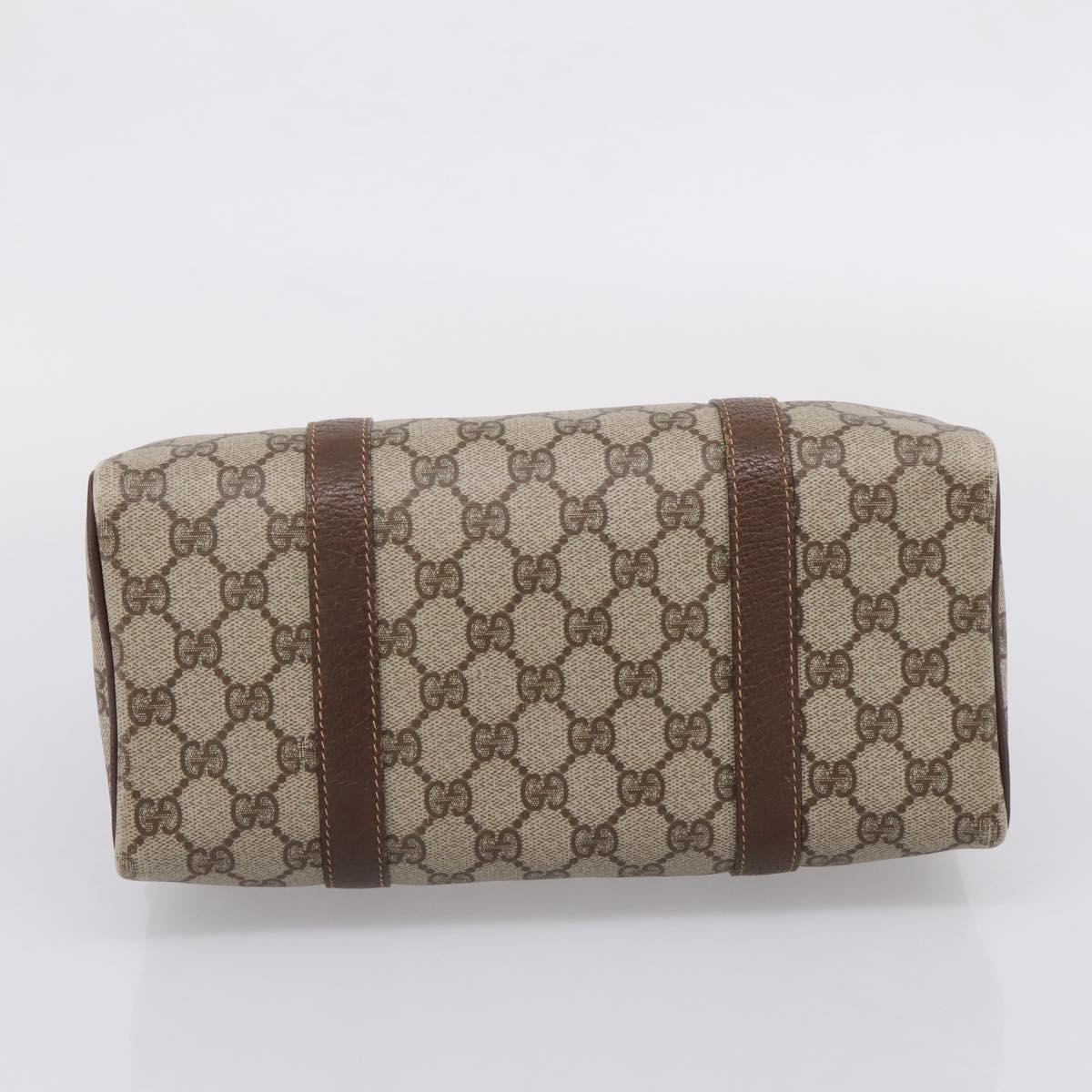 GUCCI GG Supreme Web Sherry Line Boston Bag PVC Beige Gold 40 02 006 Auth ki6908