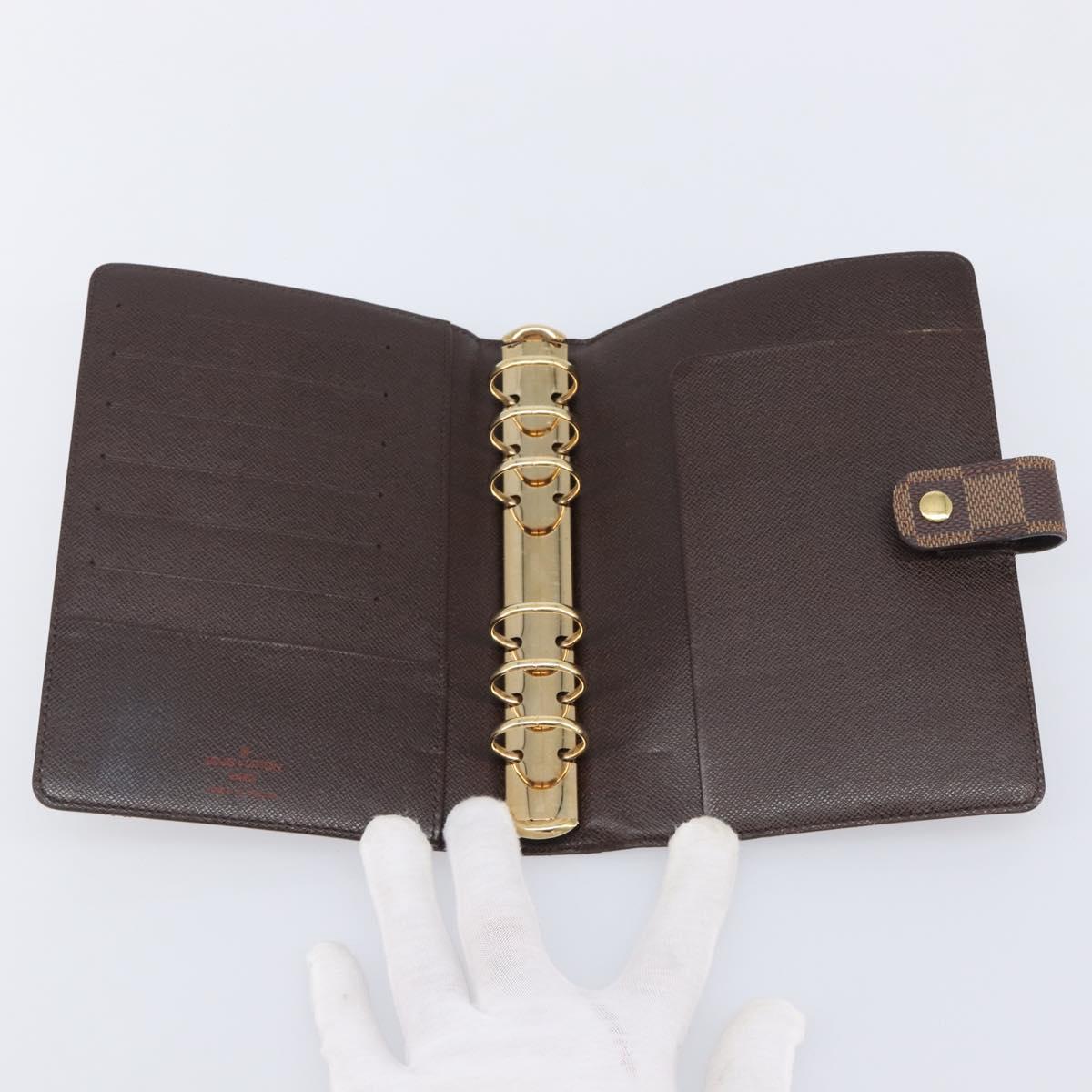 LOUIS VUITTON Damier Ebene Agenda MM Day Planner Cover R20240 LV Auth ki6911V