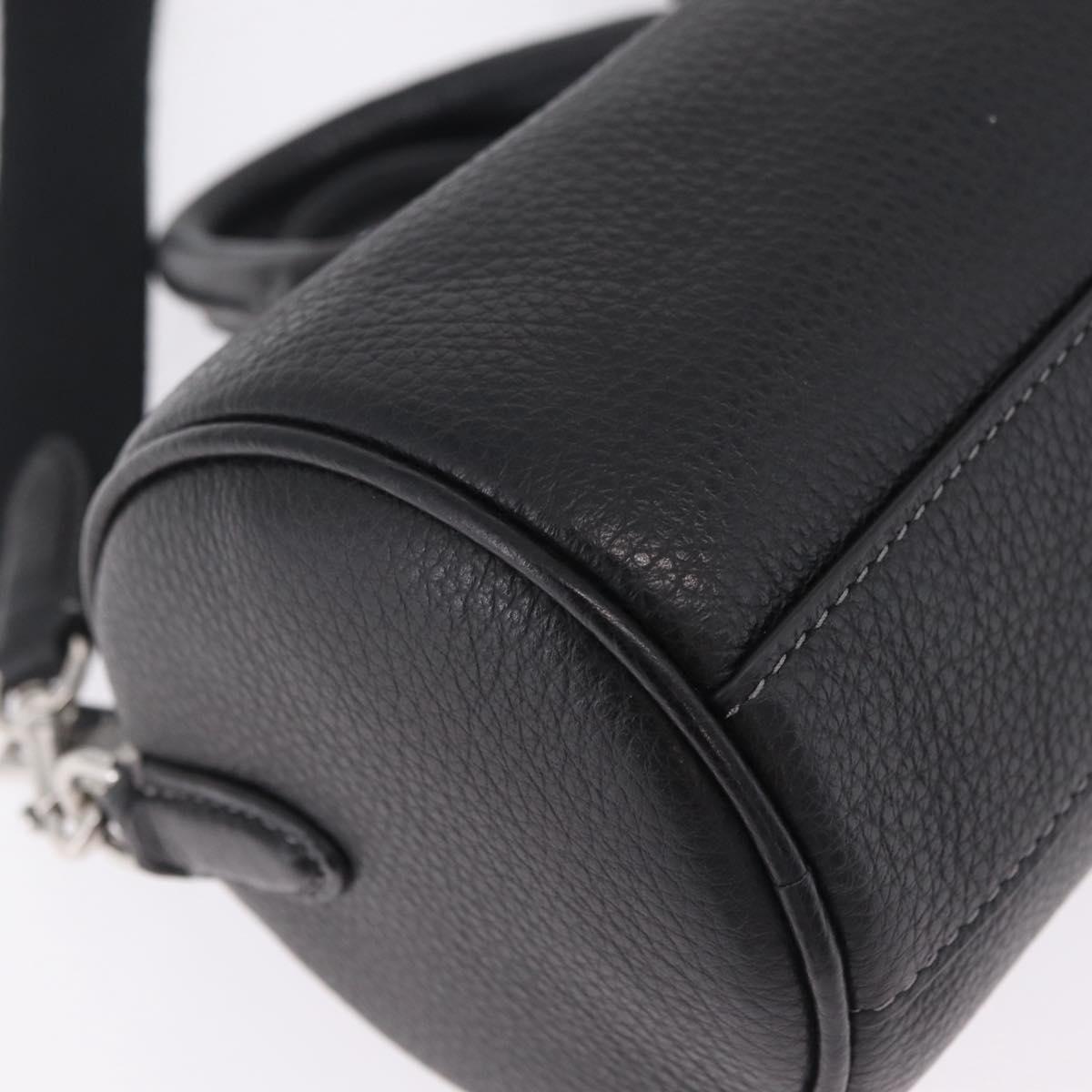Coach Lacy Boston Bag Leather 2way Black Silver Auth ki6917A