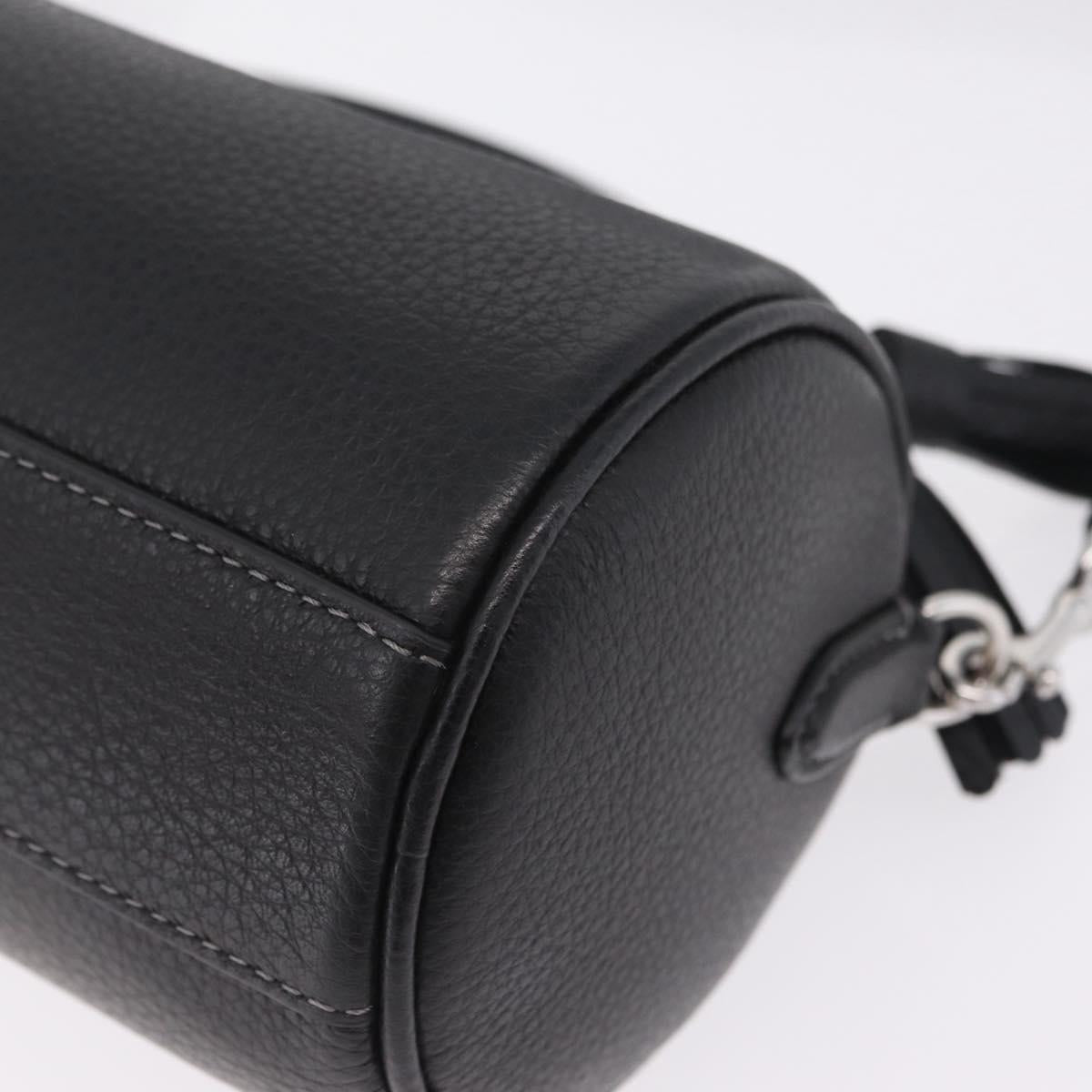 Coach Lacy Boston Bag Leather 2way Black Silver Auth ki6917A