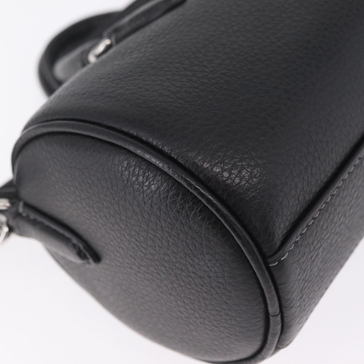 Coach Lacy Boston Bag Leather 2way Black Silver Auth ki6917A