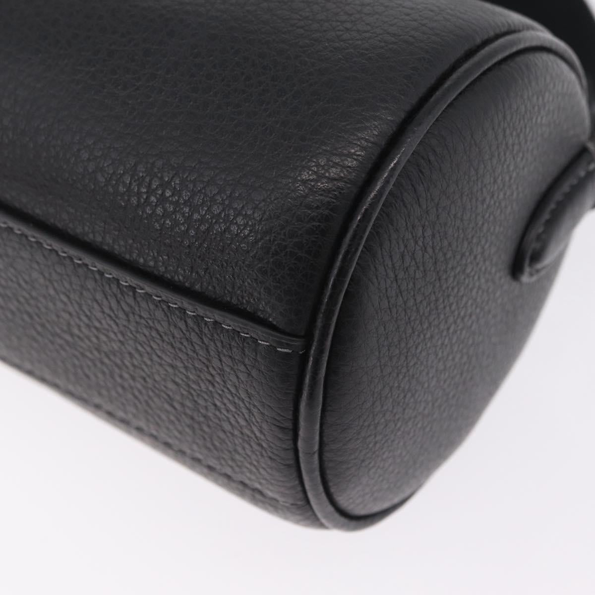 Coach Lacy Boston Bag Leather 2way Black Silver Auth ki6917A