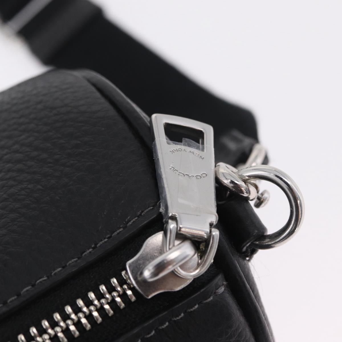 Coach Lacy Boston Bag Leather 2way Black Silver Auth ki6917A