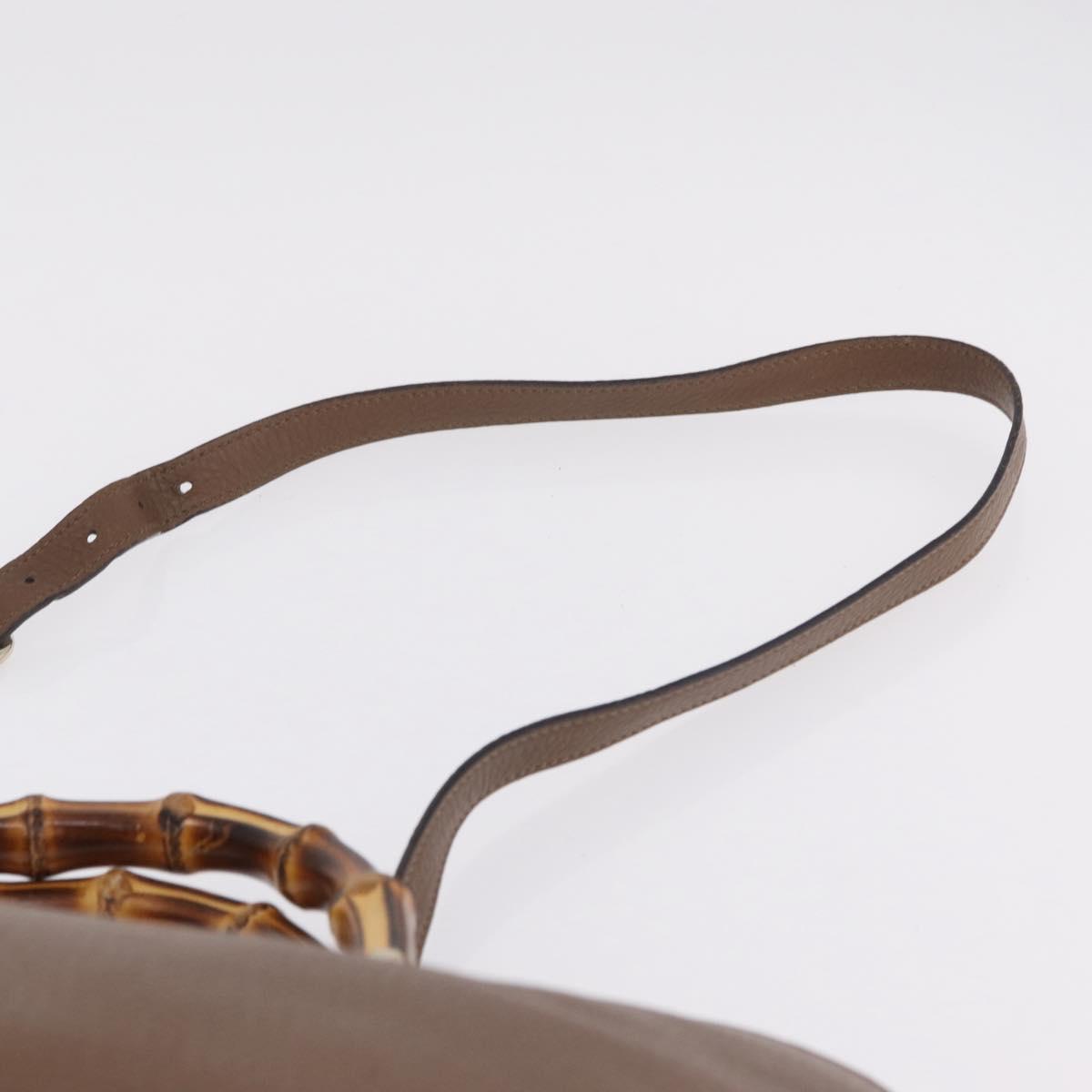GUCCI Bamboo Hand Bag Leather 2way Brown Gold 323658 Auth ki6923A