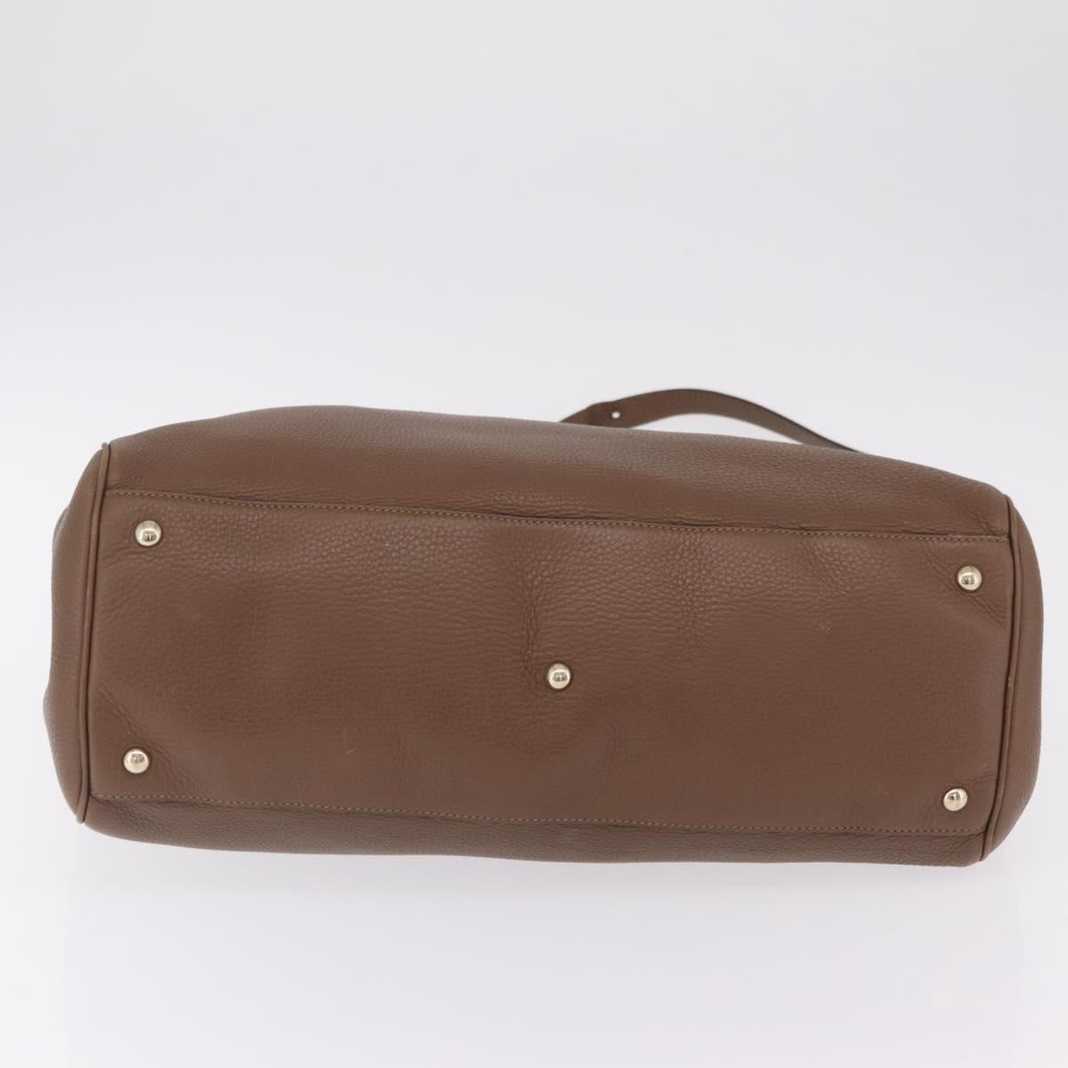 GUCCI Bamboo Hand Bag Leather 2way Brown Gold 323658 Auth ki6923A