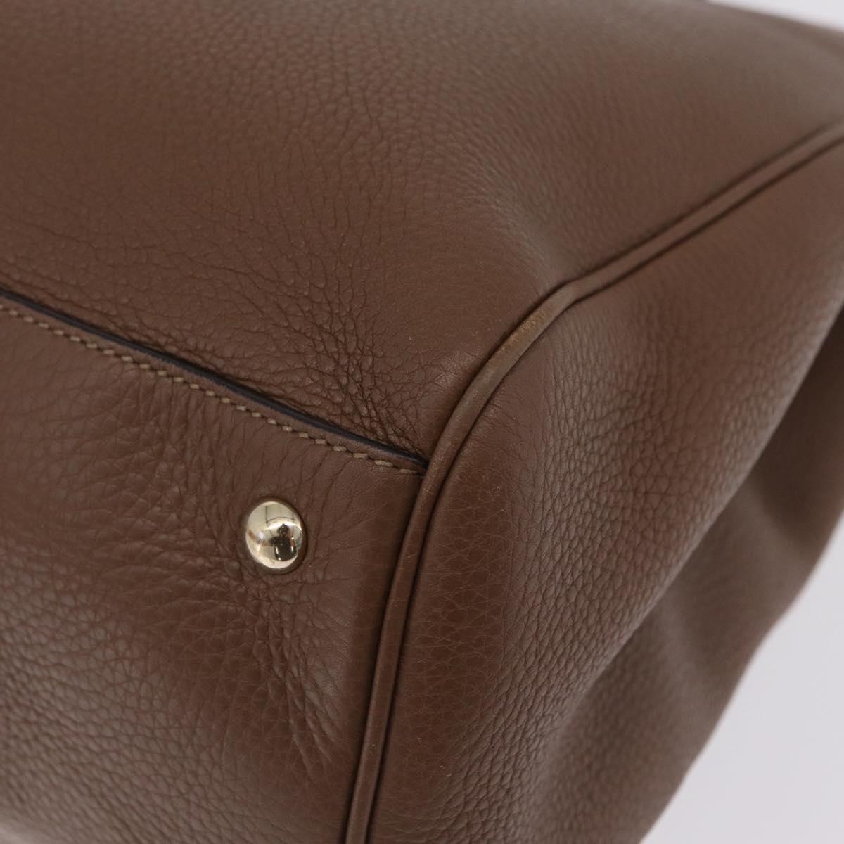 GUCCI Bamboo Hand Bag Leather 2way Brown Gold 323658 Auth ki6923A