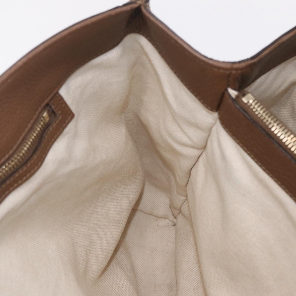 GUCCI Bamboo Hand Bag Leather 2way Brown Gold 323658 Auth ki6923A