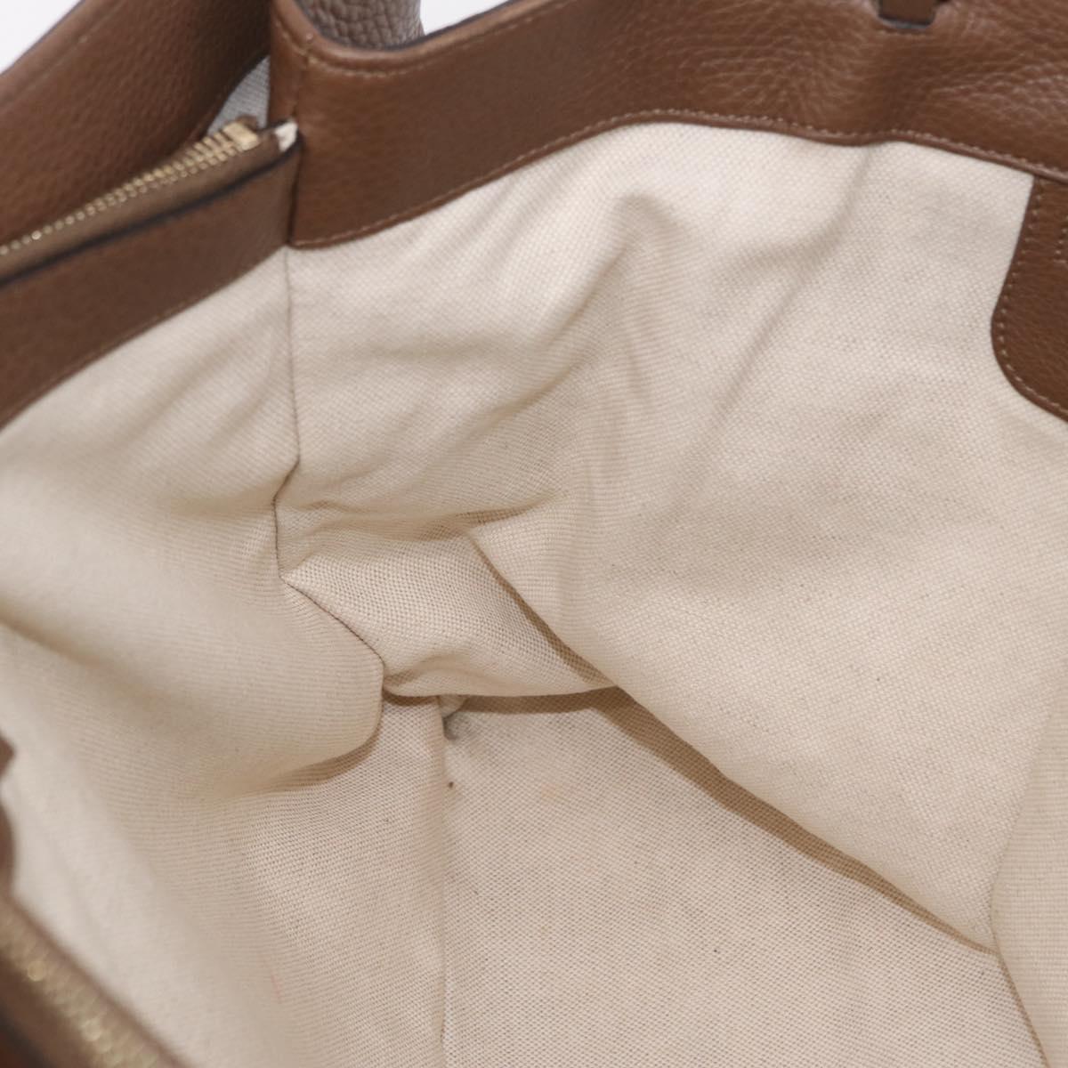 GUCCI Bamboo Hand Bag Leather 2way Brown Gold 323658 Auth ki6923A