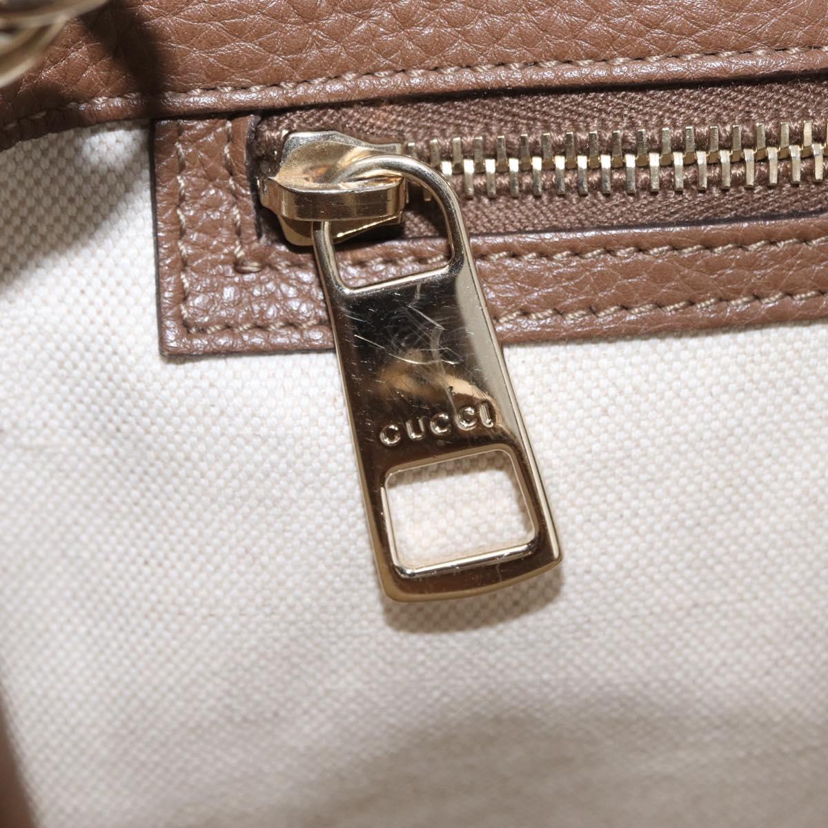 GUCCI Bamboo Hand Bag Leather 2way Brown Gold 323658 Auth ki6923A
