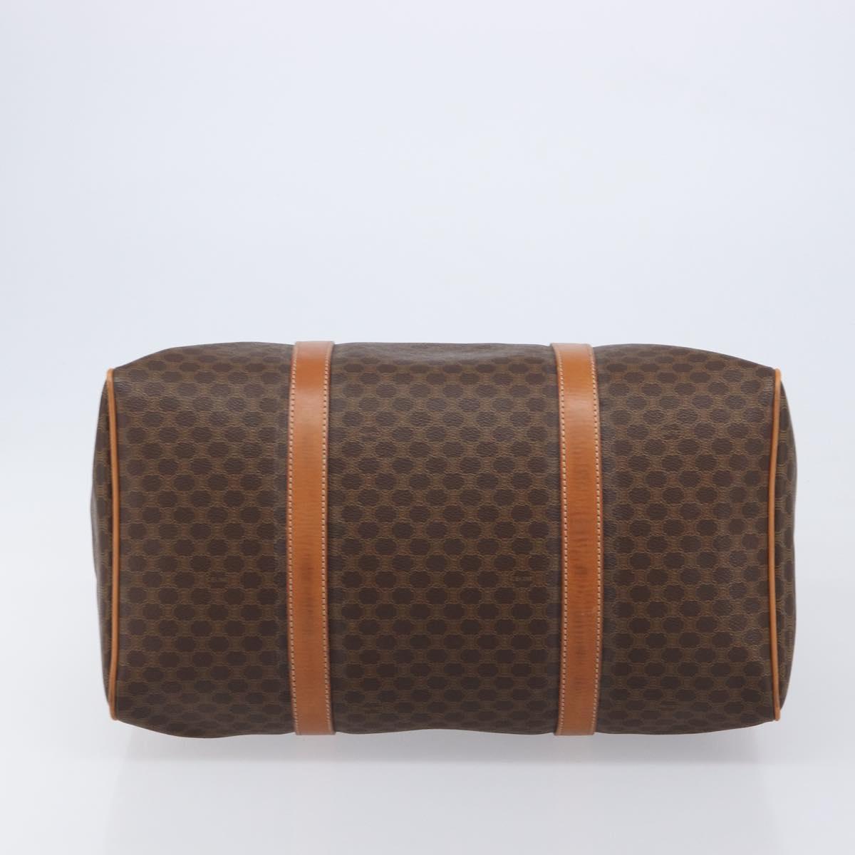 CELINE Macadam Boston Bag PVC Brown Gold Tone Auth ki6937