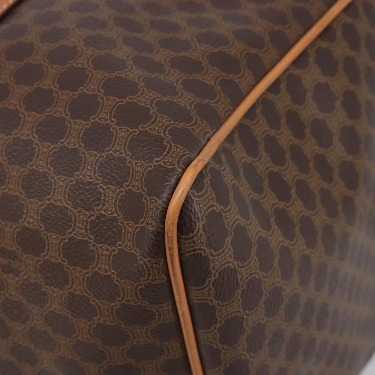 CELINE Macadam Boston Bag PVC Brown Gold Tone Auth ki6937