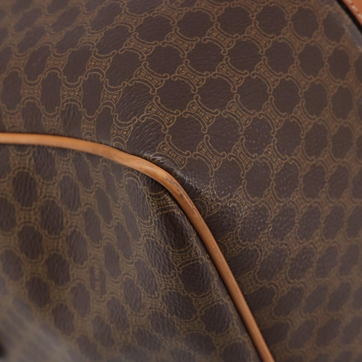 CELINE Macadam Boston Bag PVC Brown Gold Tone Auth ki6937