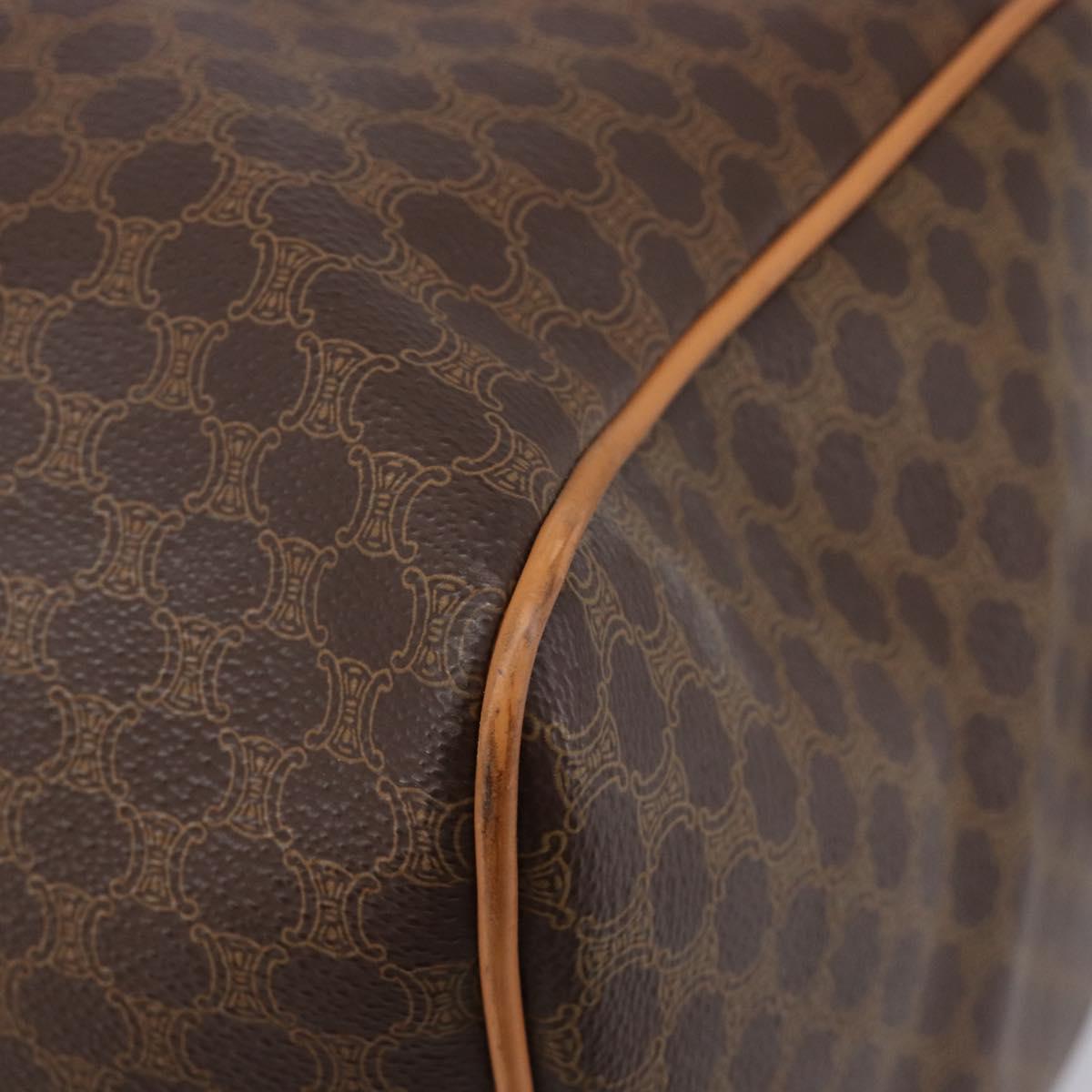 CELINE Macadam Boston Bag PVC Brown Gold Tone Auth ki6937