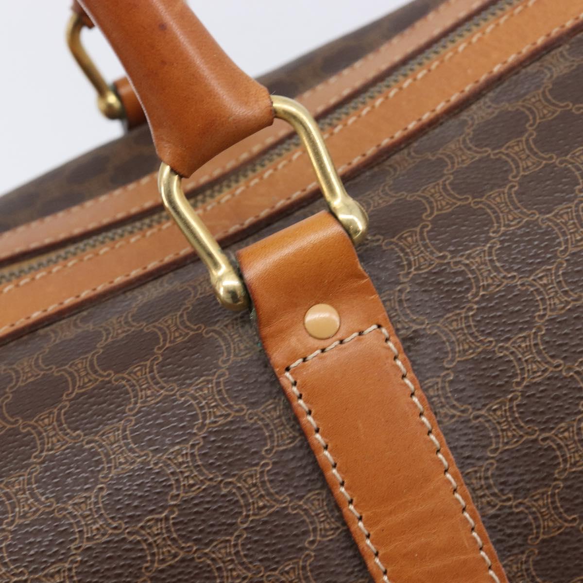 CELINE Macadam Boston Bag PVC Brown Gold Tone Auth ki6937