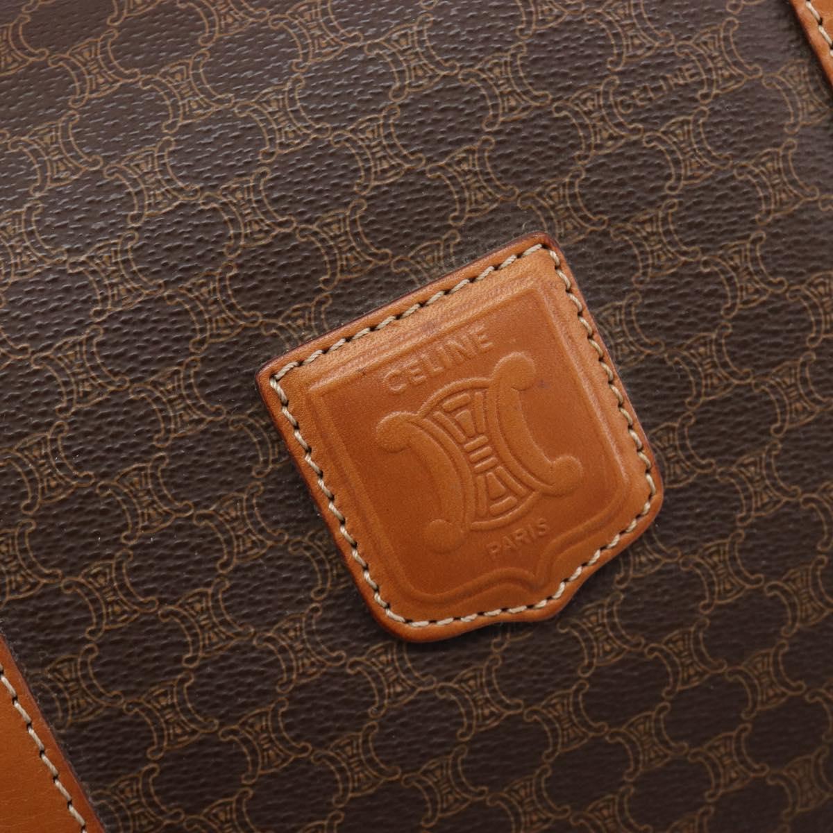 CELINE Macadam Boston Bag PVC Brown Gold Tone Auth ki6937