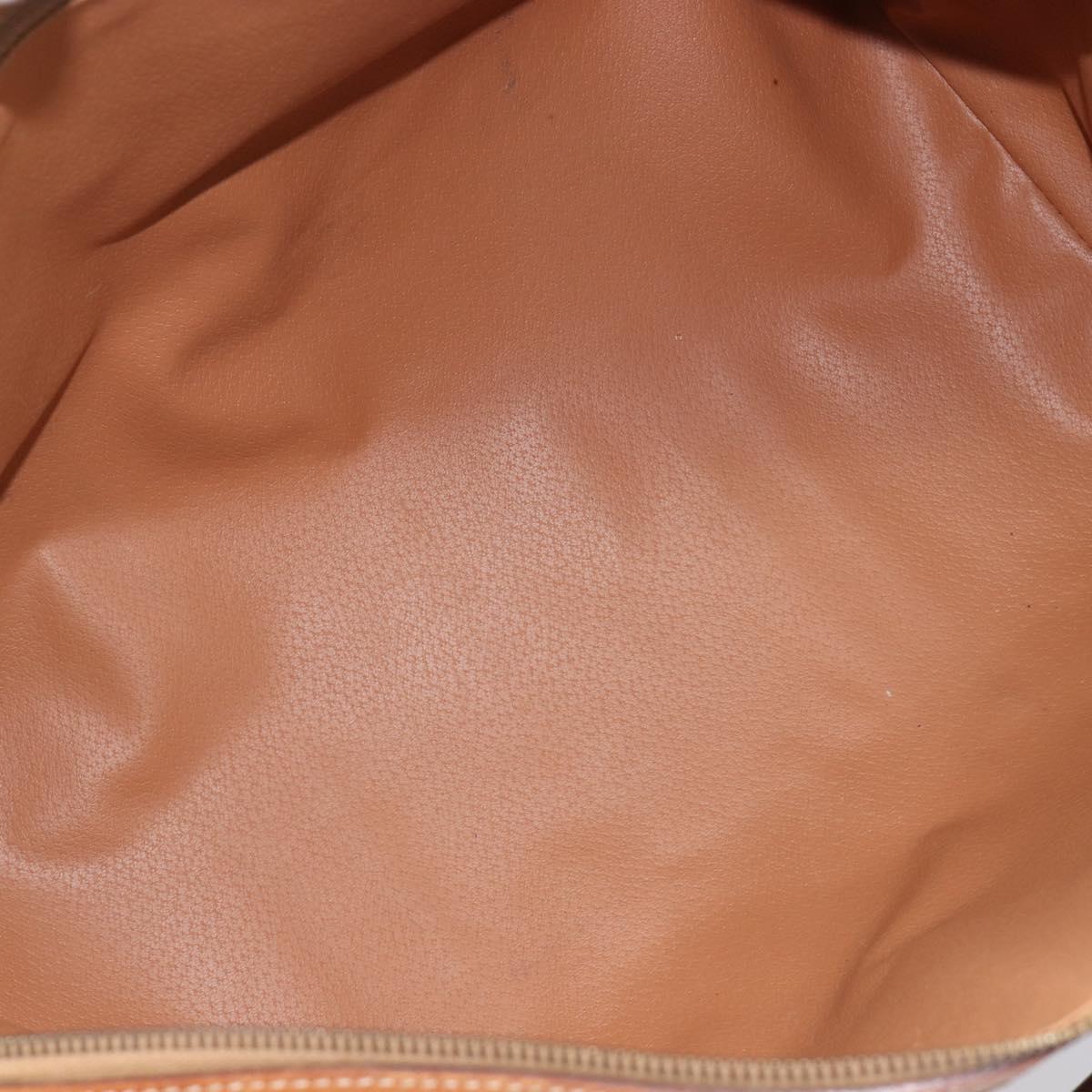 CELINE Macadam Boston Bag PVC Brown Gold Tone Auth ki6937