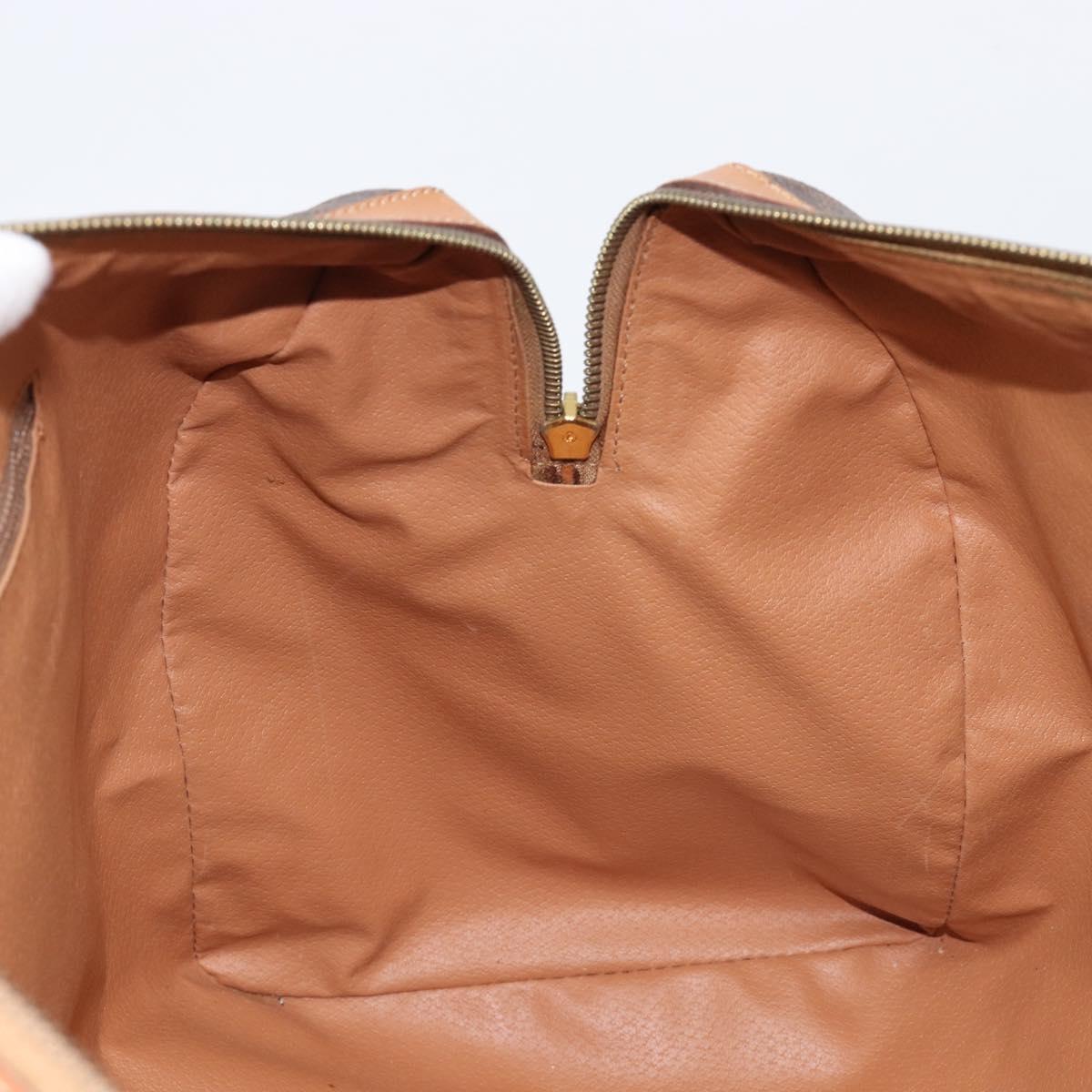 CELINE Macadam Boston Bag PVC Brown Gold Tone Auth ki6937
