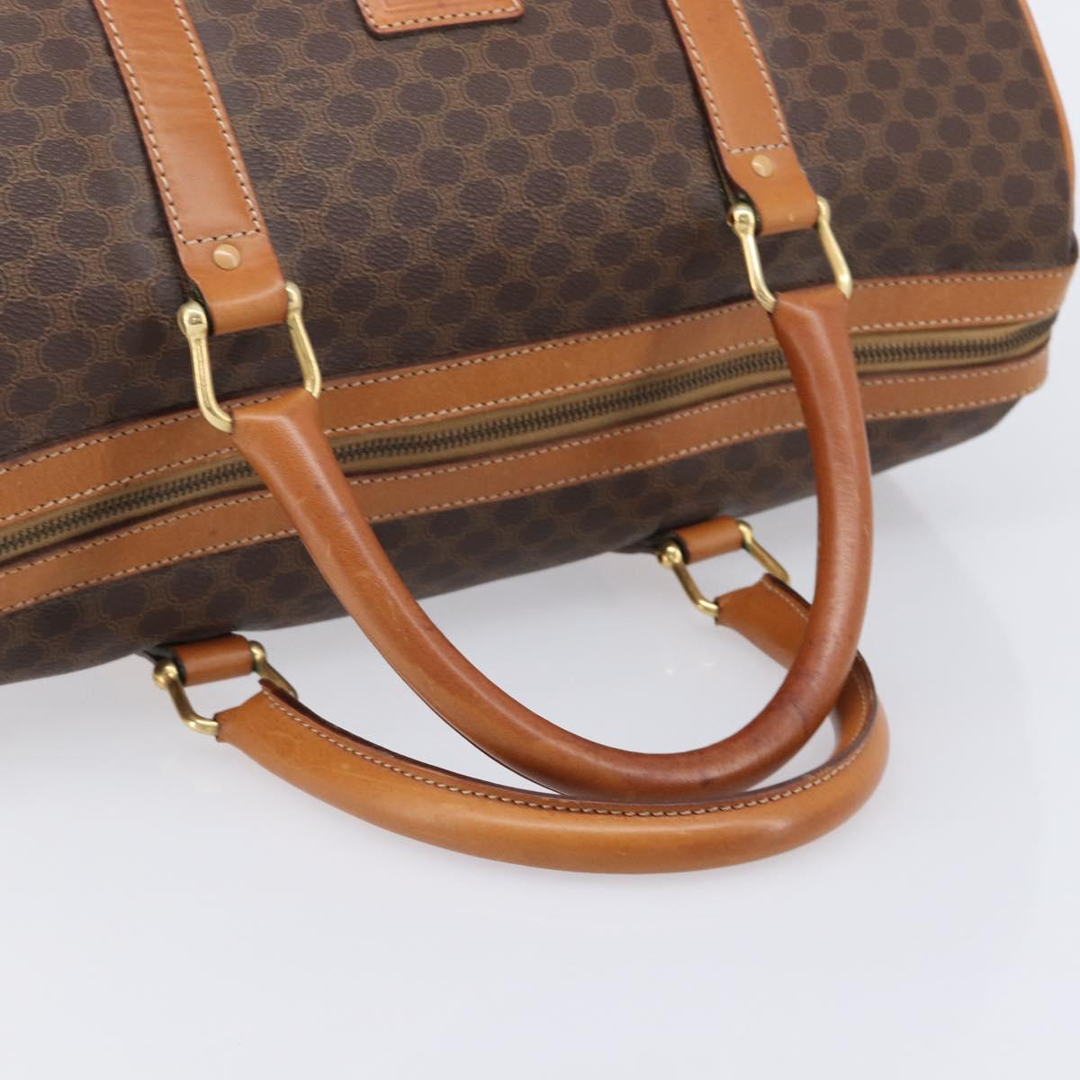 CELINE Macadam Boston Bag PVC Brown Gold Tone Auth ki6937