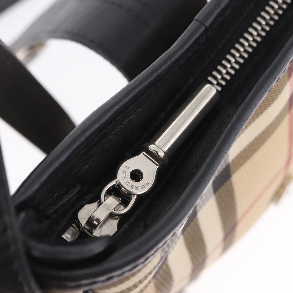 BURBERRY Nova Check Shoulder Bag PVC Leather Beige Silver Auth ki6942V