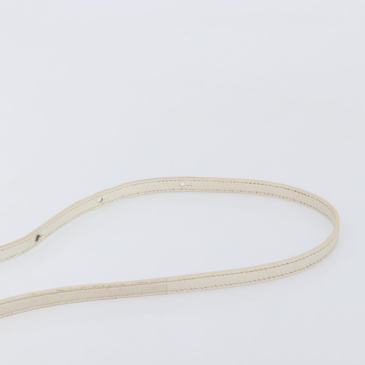 CELINE Trio Large Shoulder Bag Leather White Gold Tone Auth ki6945