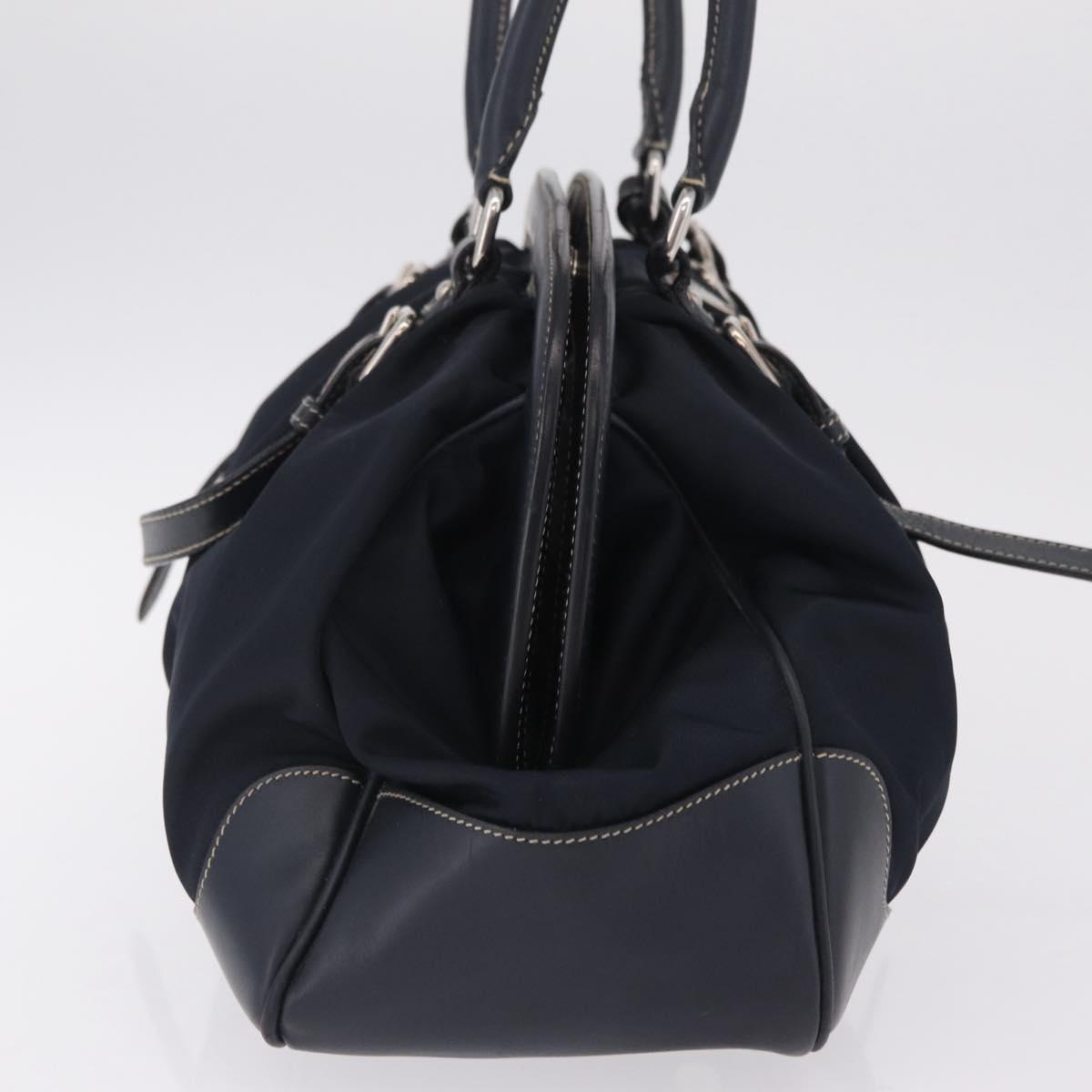 PRADA Boston Bag Nylon Navy Silver Auth ki6952V