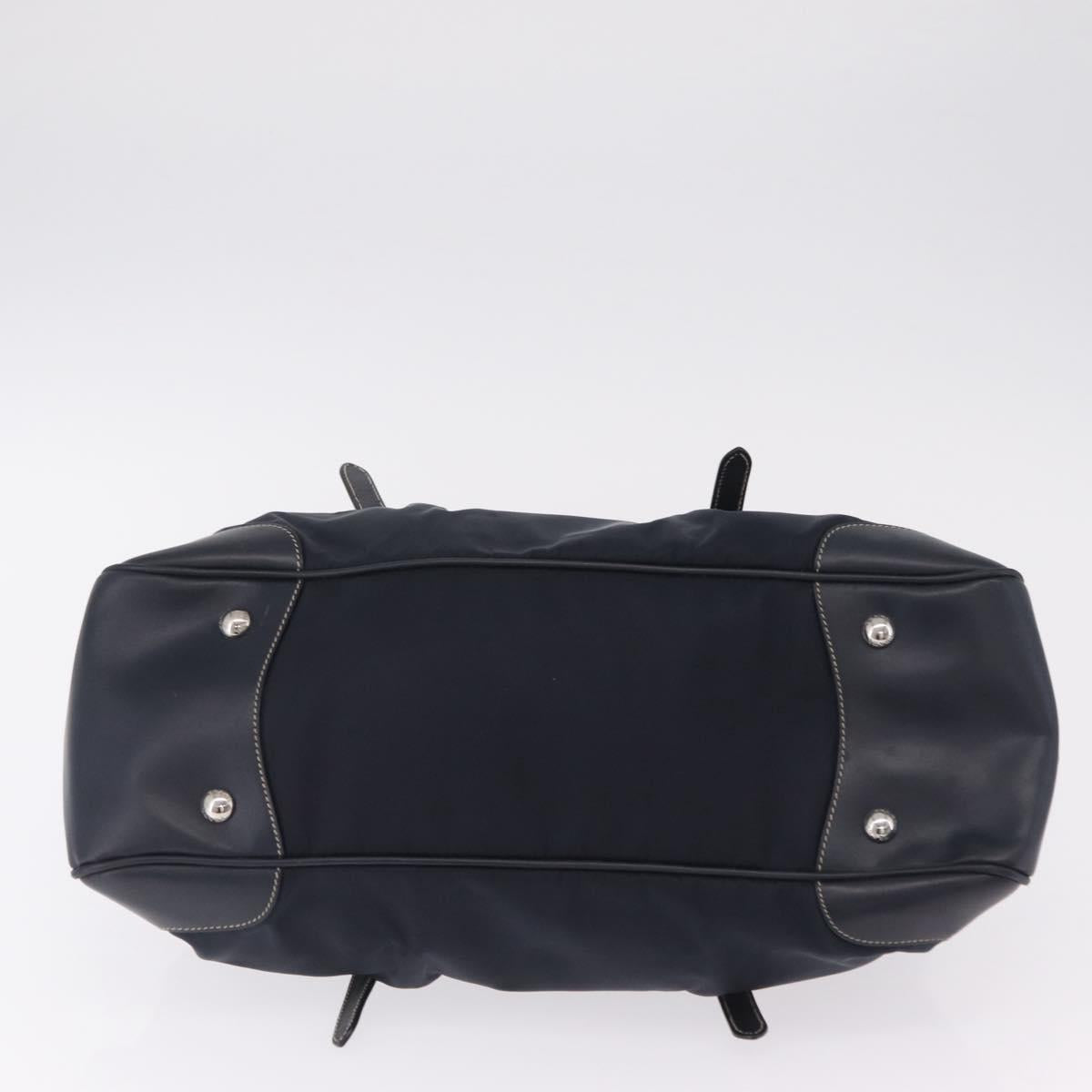 PRADA Boston Bag Nylon Navy Silver Auth ki6952V