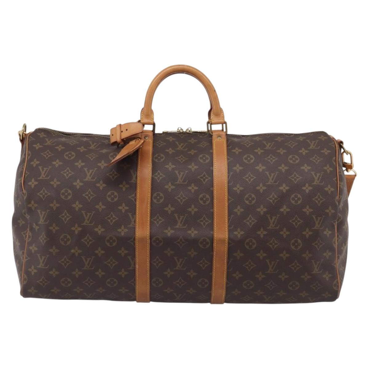 LOUIS VUITTON Monogram Keepall Bandouliere 55 Boston Bag M41414 LV Auth ki6956V