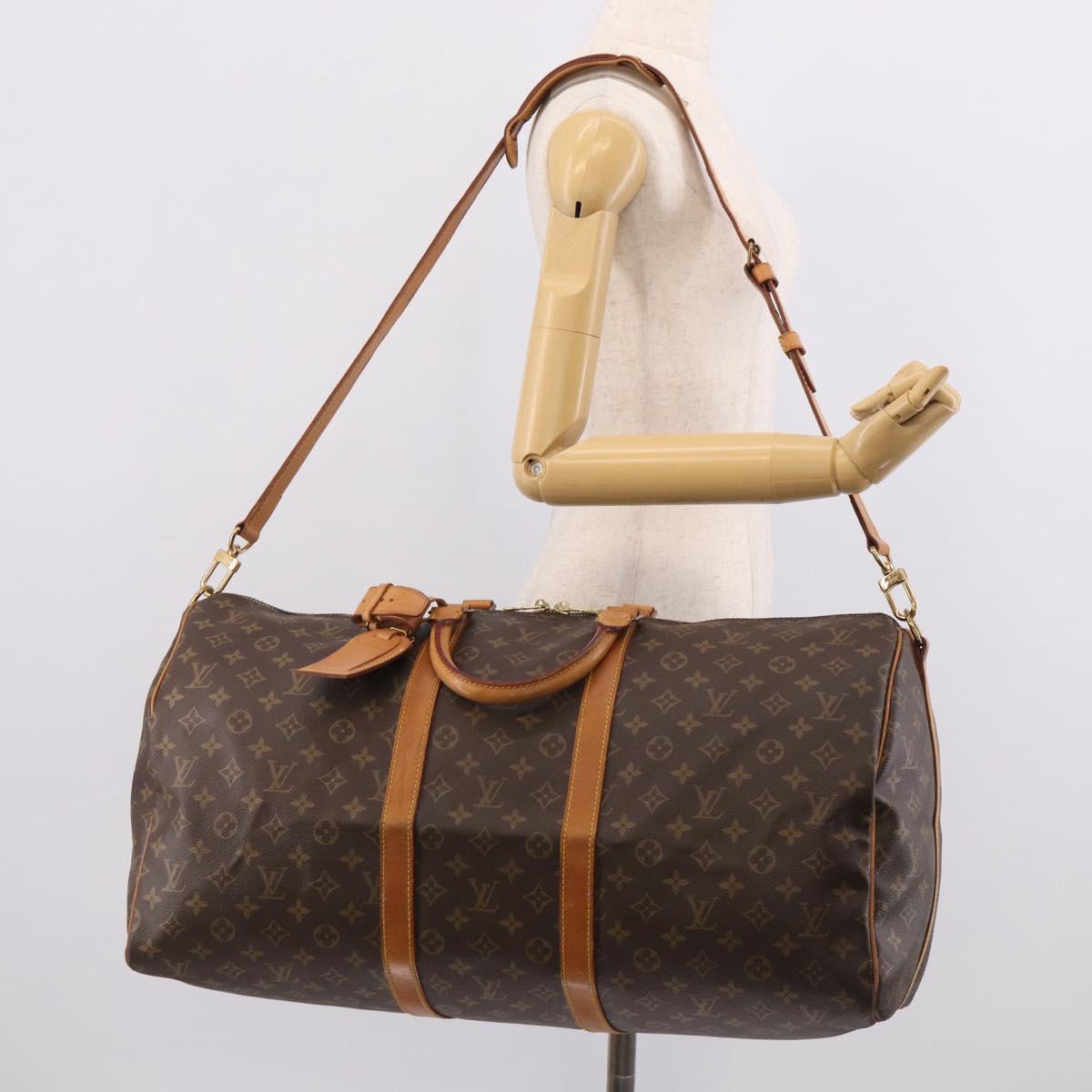 LOUIS VUITTON Monogram Keepall Bandouliere 55 Boston Bag M41414 LV Auth ki6956V