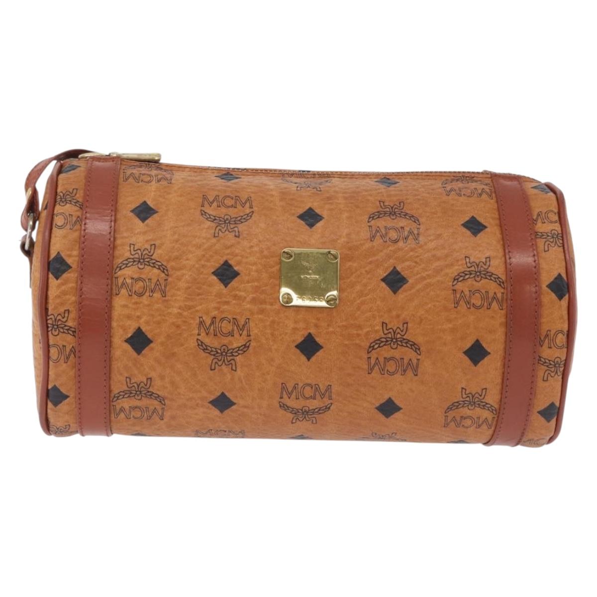 MCM Vicetos Shoulder Bag PVC Leather Brown Gold Tone Auth ki6959