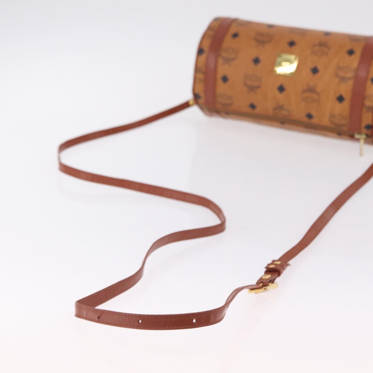 MCM Vicetos Shoulder Bag PVC Leather Brown Gold Tone Auth ki6959
