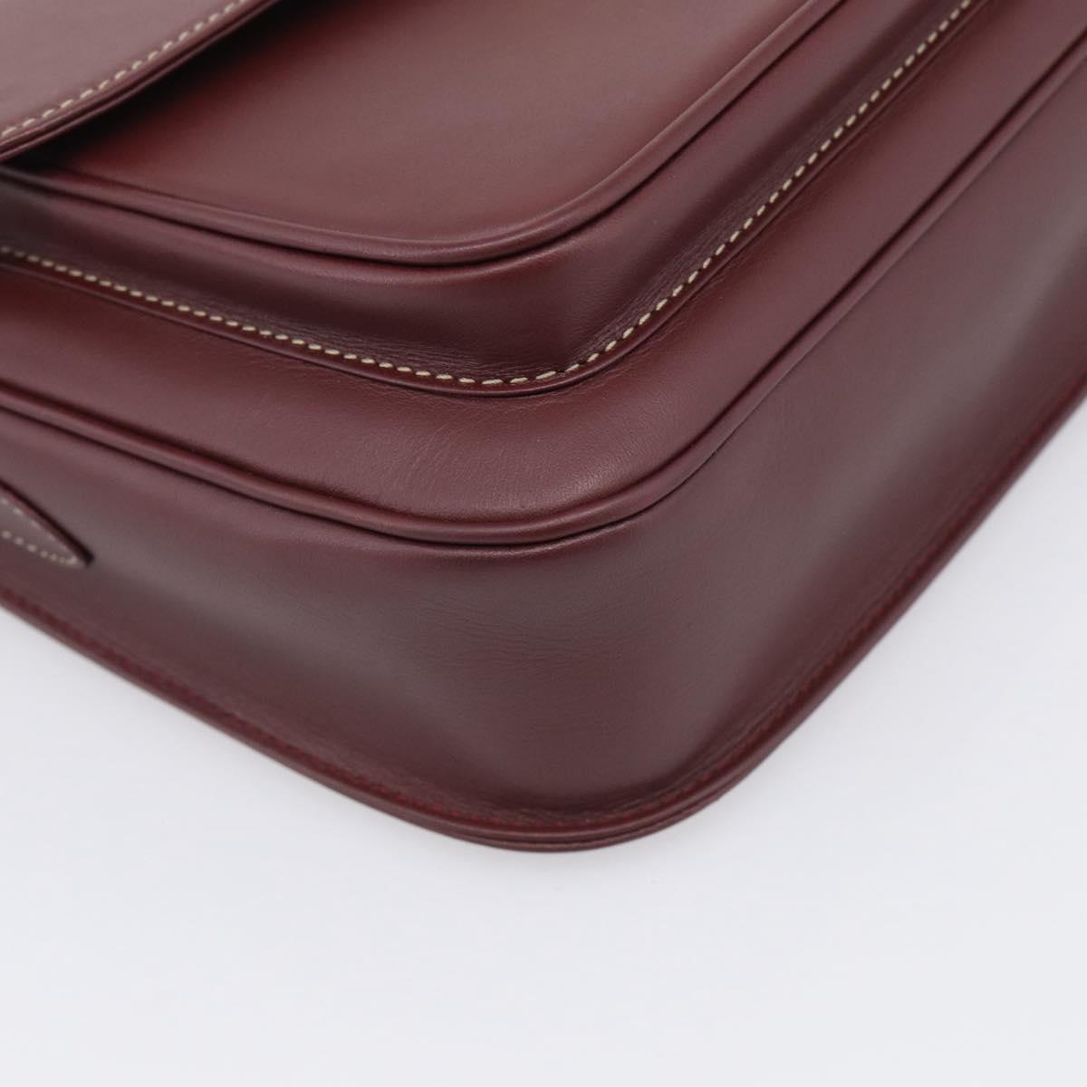 Cartier Shoulder Bag Leather Bordeaux Gold Auth ki6976V