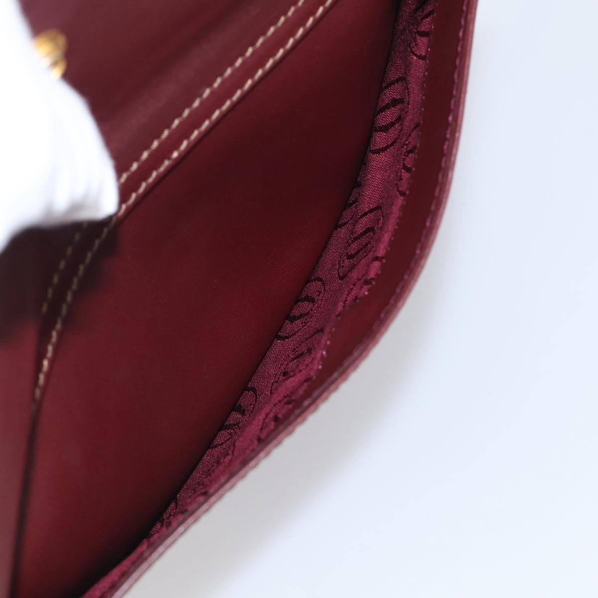 Cartier Shoulder Bag Leather Bordeaux Gold Auth ki6977