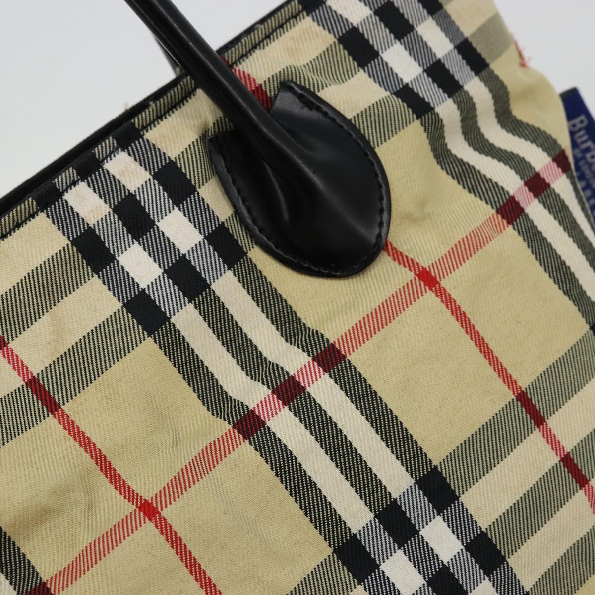 Burberrys Nova Check Blue Label Tote Bag Nylon Beige Auth kk211