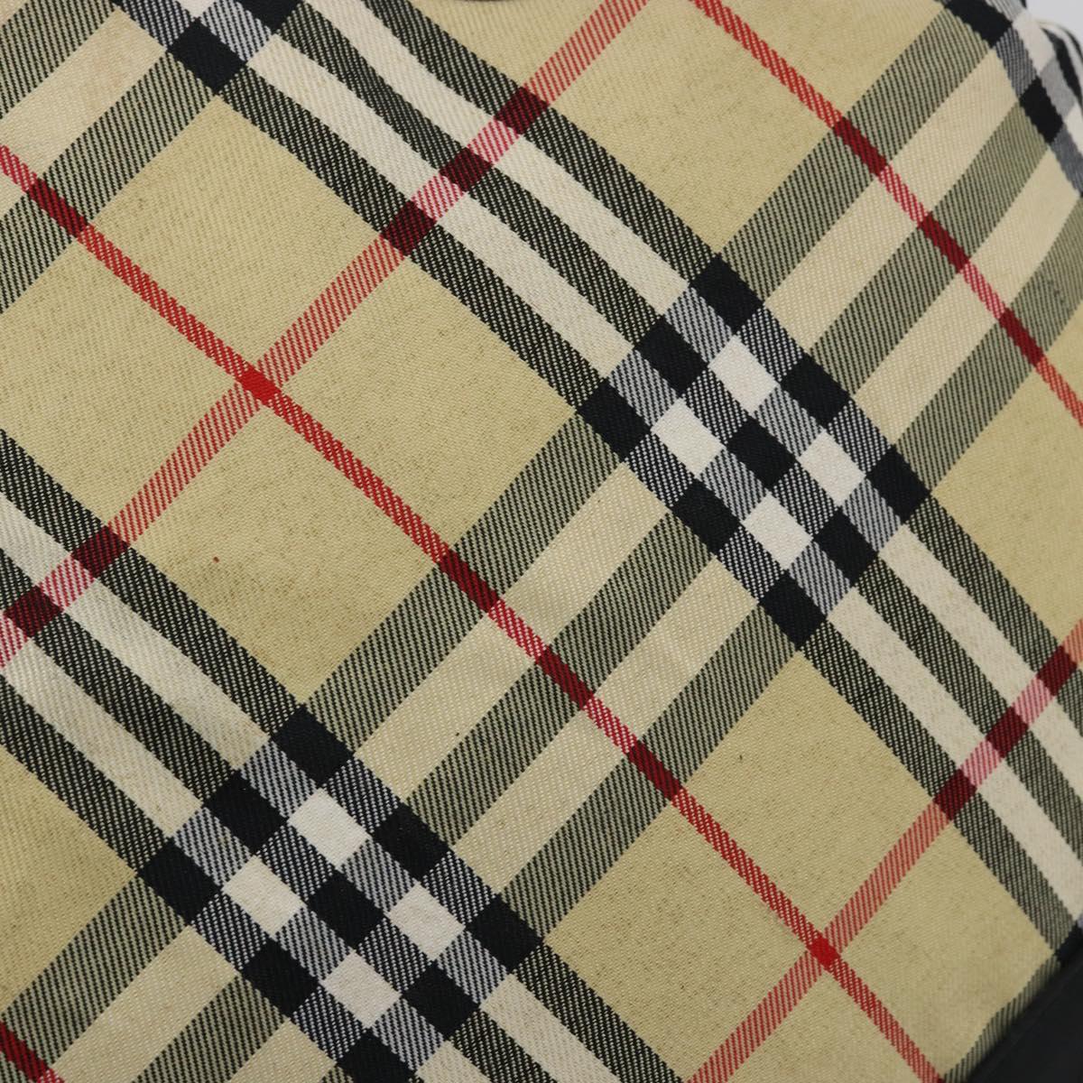 Burberrys Nova Check Blue Label Tote Bag Nylon Beige Auth kk211