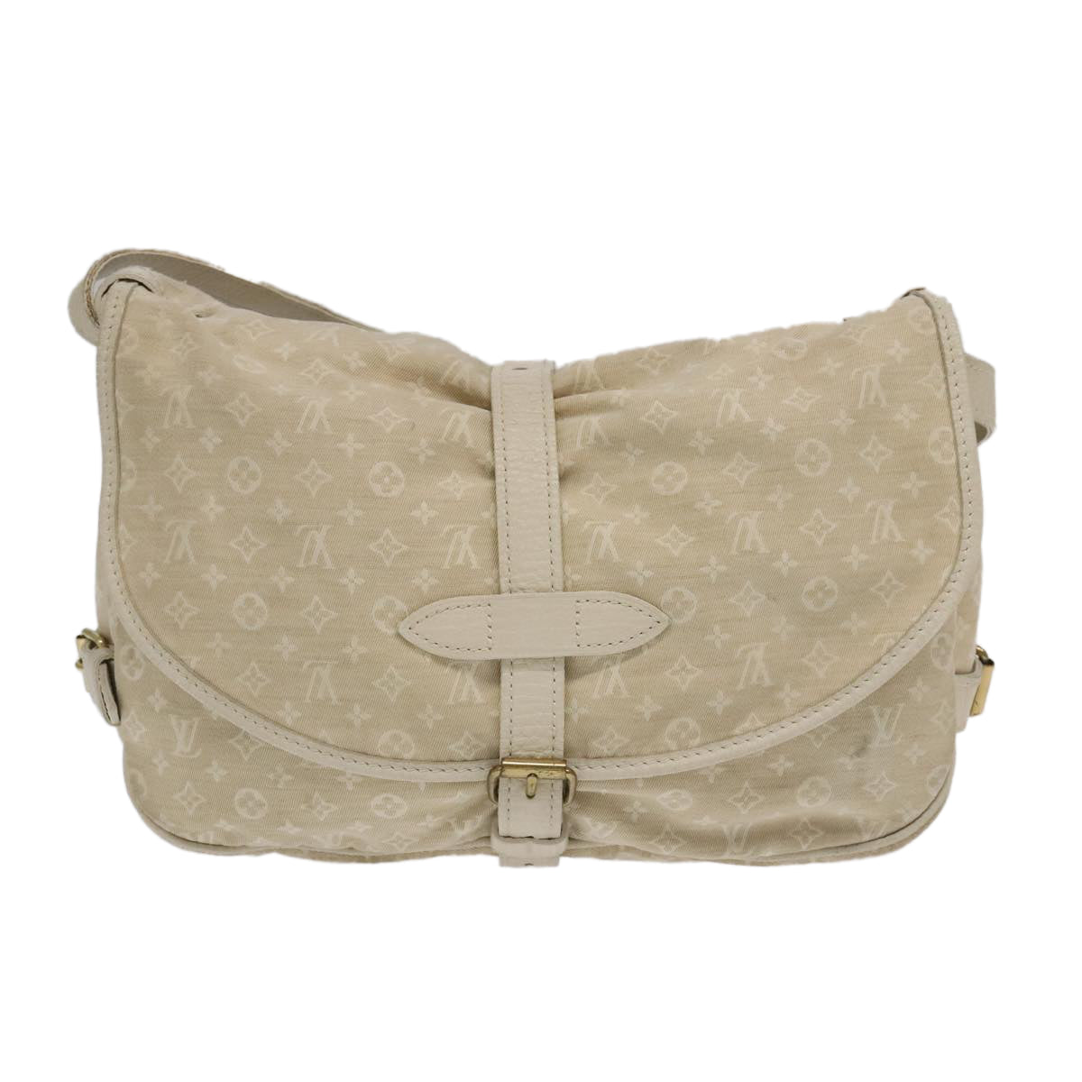 LOUIS VUITTON Monogram Mini Lin Saumur PM Shoulder Bag Ivory M95314 Auth kk368V