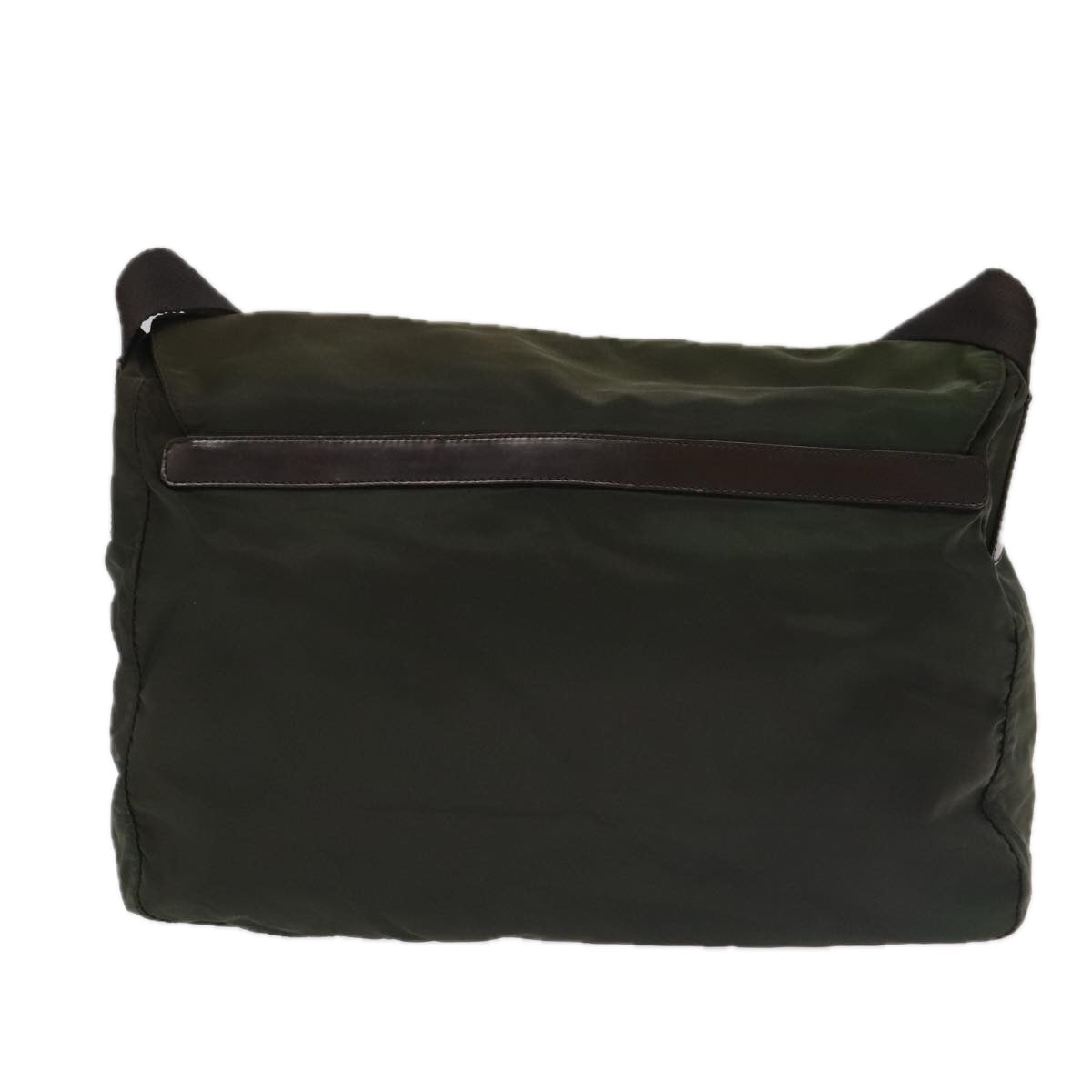 PRADA Shoulder Bag Nylon Khaki Brown Silver Auth kk369