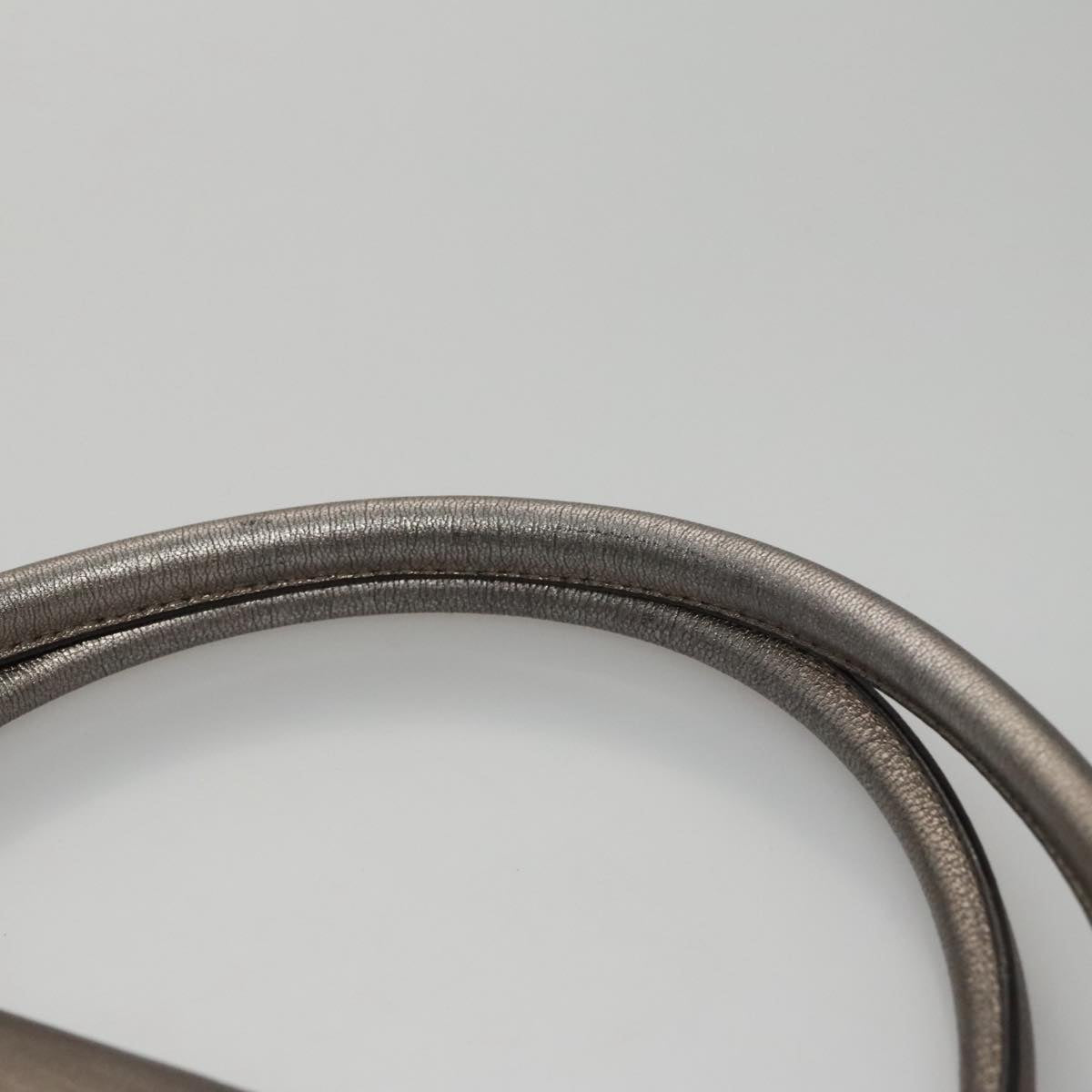 Salvatore Ferragamo Gancini Hand Bag Leather Silver Auth kk412