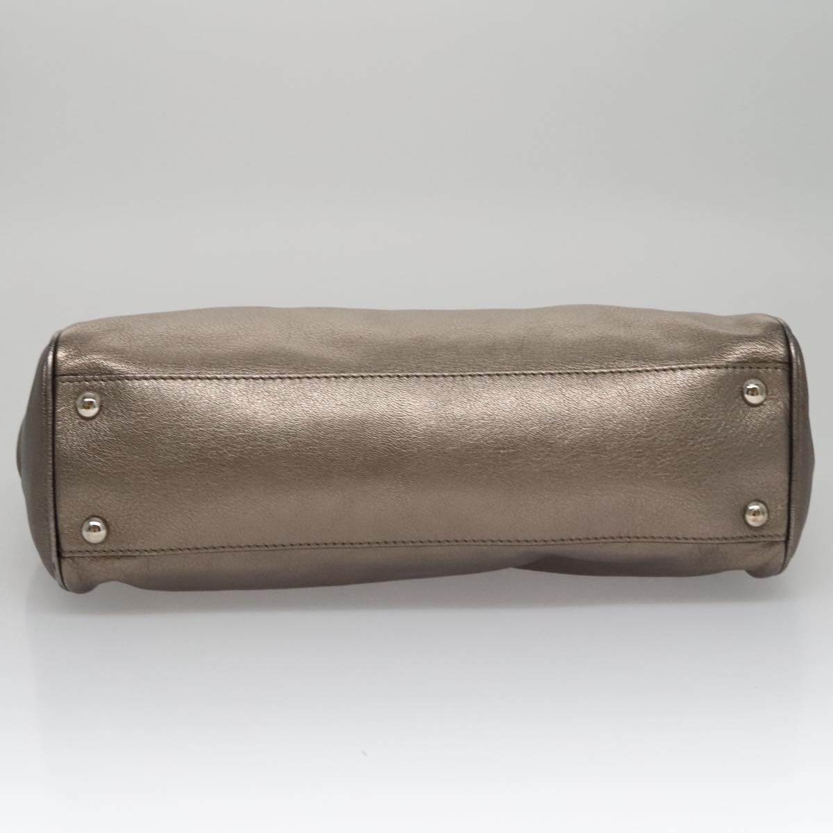 Salvatore Ferragamo Gancini Hand Bag Leather Silver Auth kk412