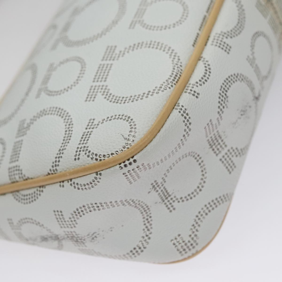 Salvatore Ferragamo Accessory Pouch PVC Leather Gray Auth kk414