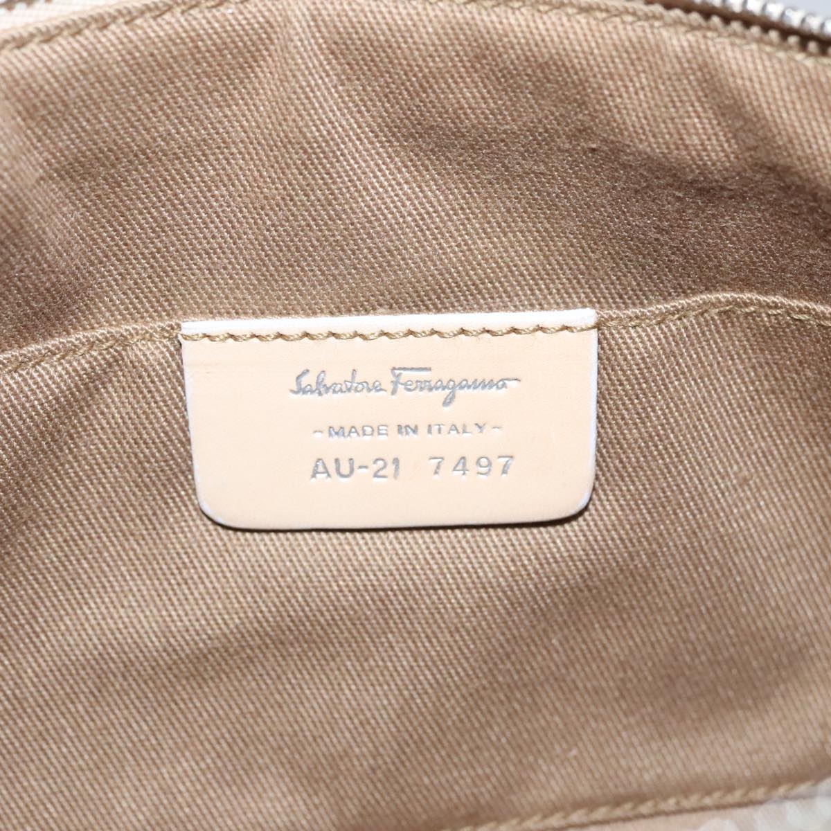 Salvatore Ferragamo Accessory Pouch PVC Leather Gray Auth kk414