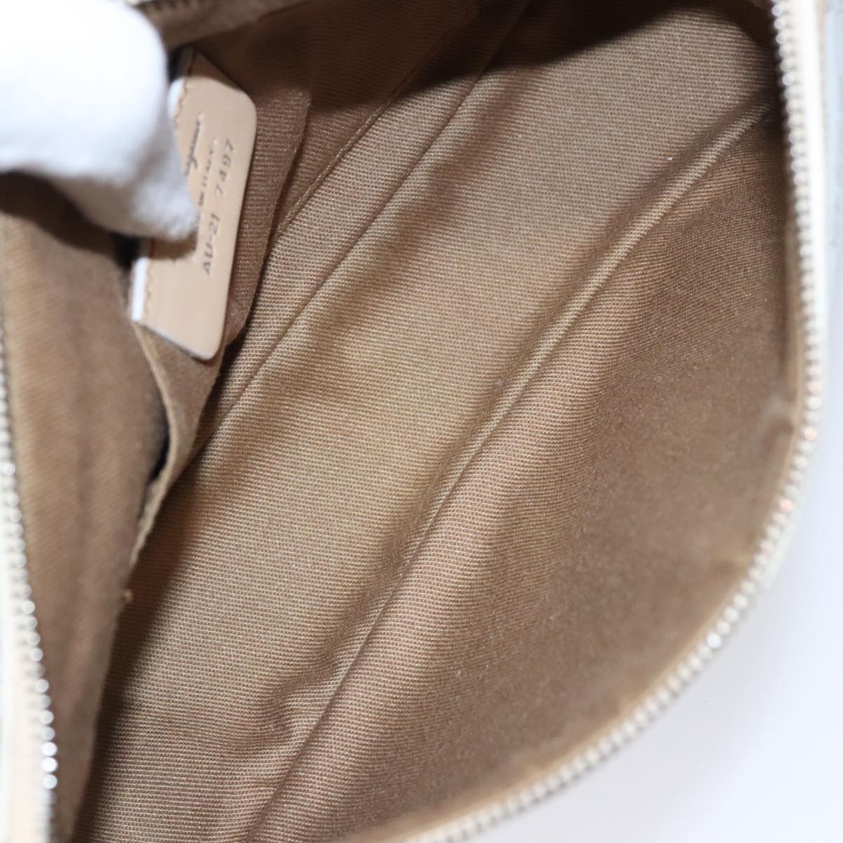 Salvatore Ferragamo Accessory Pouch PVC Leather Gray Auth kk414