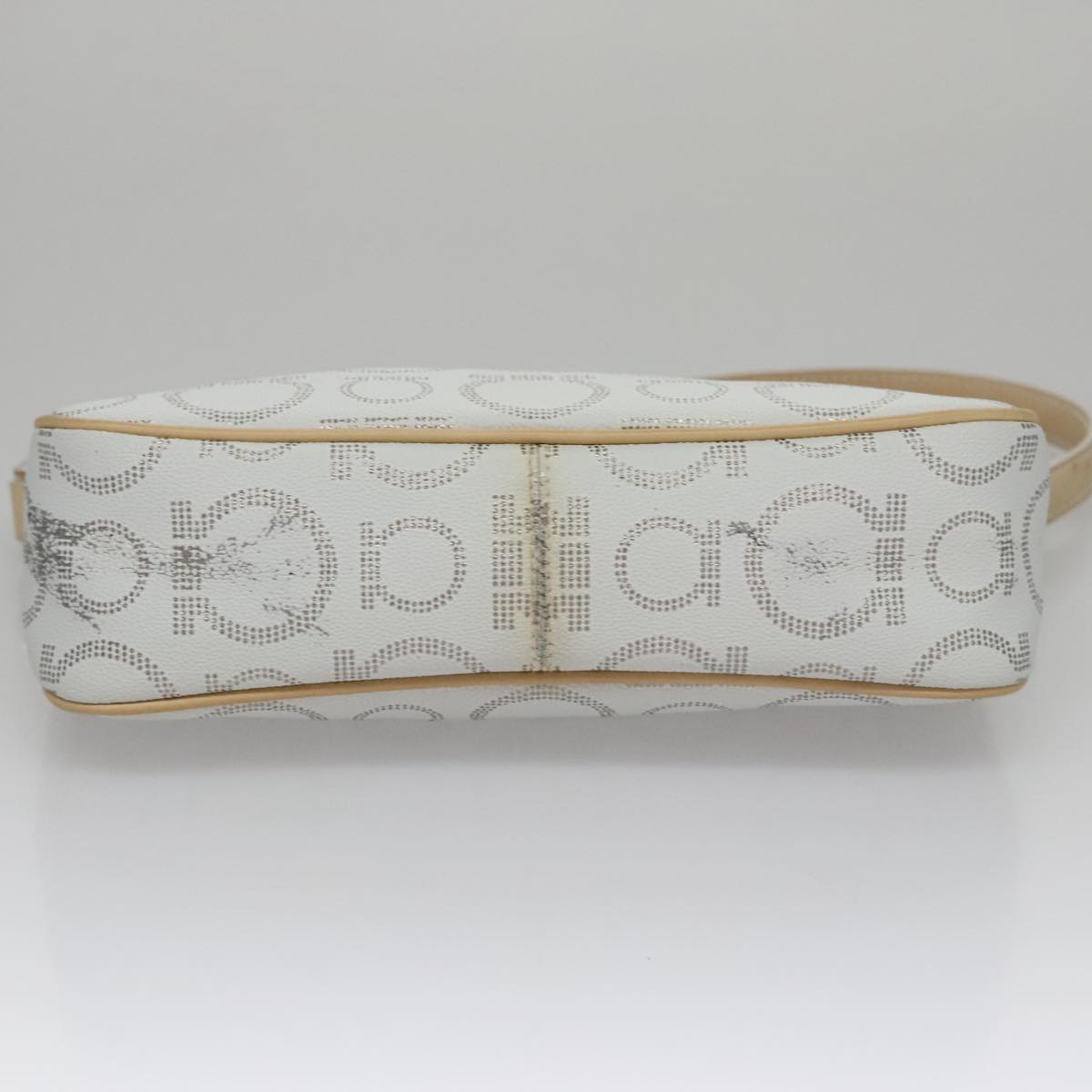 Salvatore Ferragamo Accessory Pouch PVC Leather Gray Auth kk414