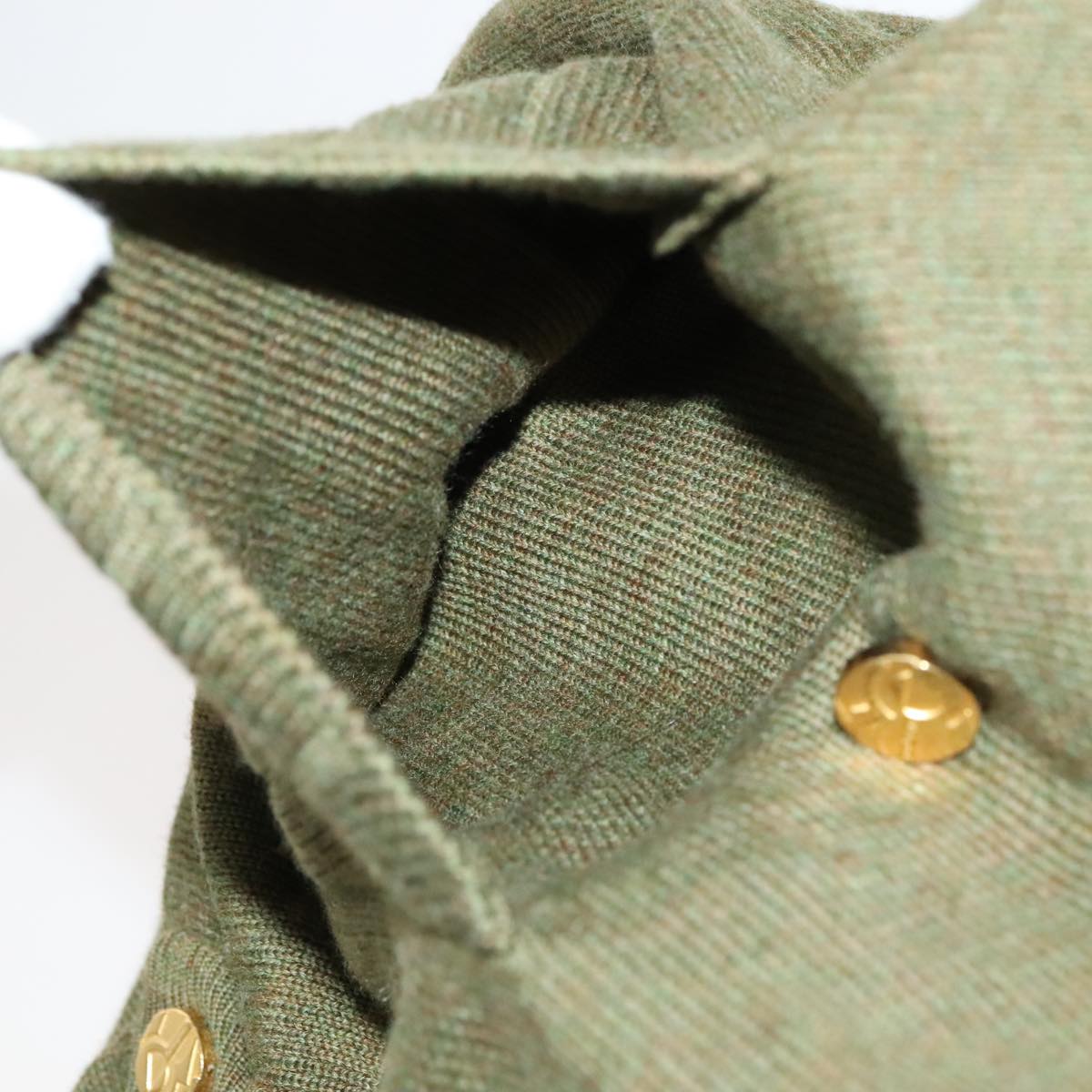 Salvatore Ferragamo Cardigan Wool M Khaki Auth kk430