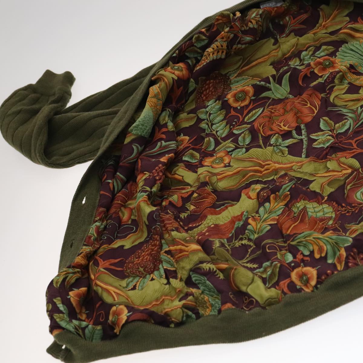 Salvatore Ferragamo Cardigan Wool M Khaki Auth kk430