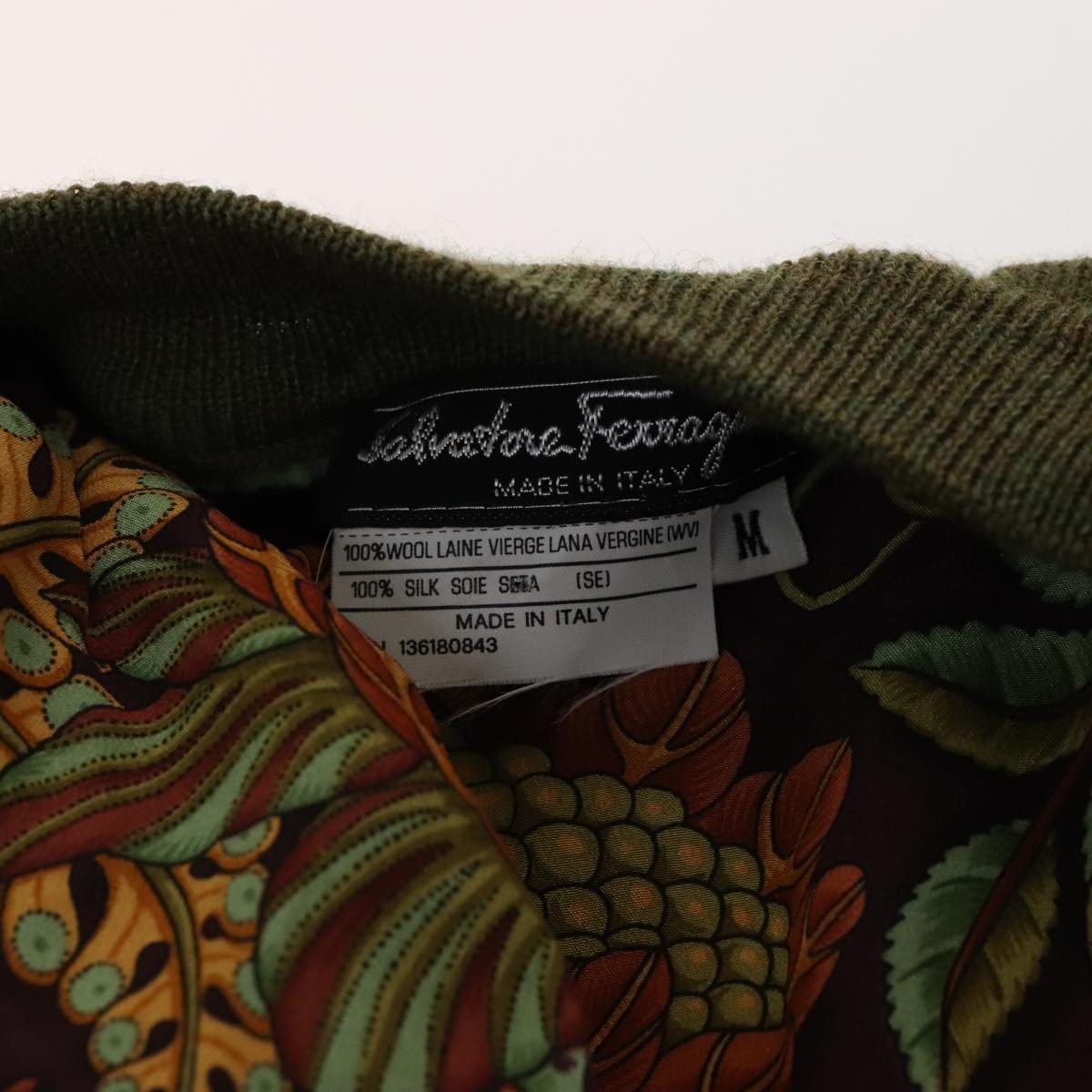 Salvatore Ferragamo Cardigan Wool M Khaki Auth kk430