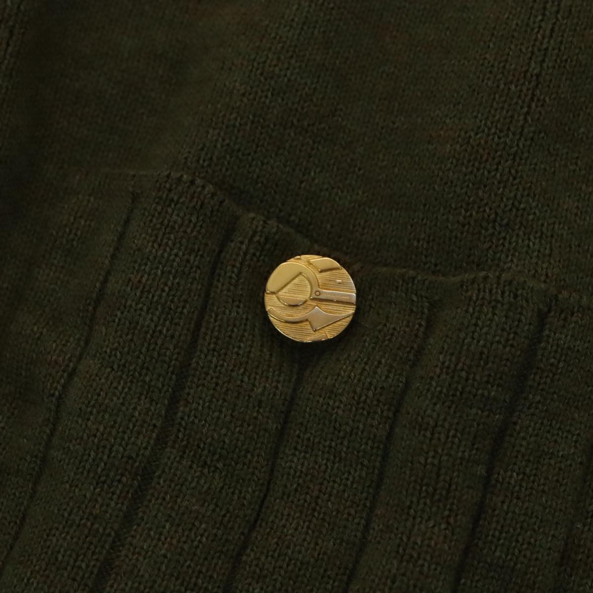 Salvatore Ferragamo Cardigan Wool M Khaki Auth kk430